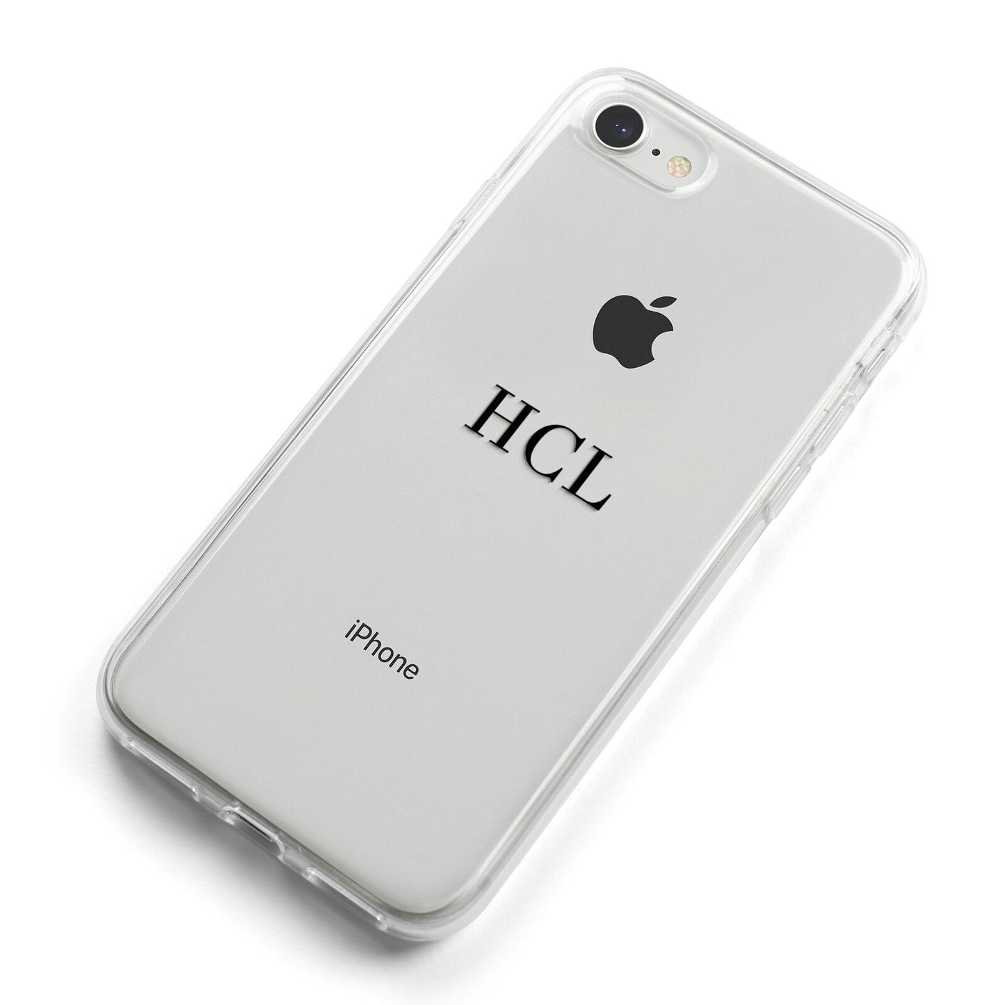 Personalised Black Initials Middle Clear Custom iPhone 8 Bumper Case on Silver iPhone Alternative Image