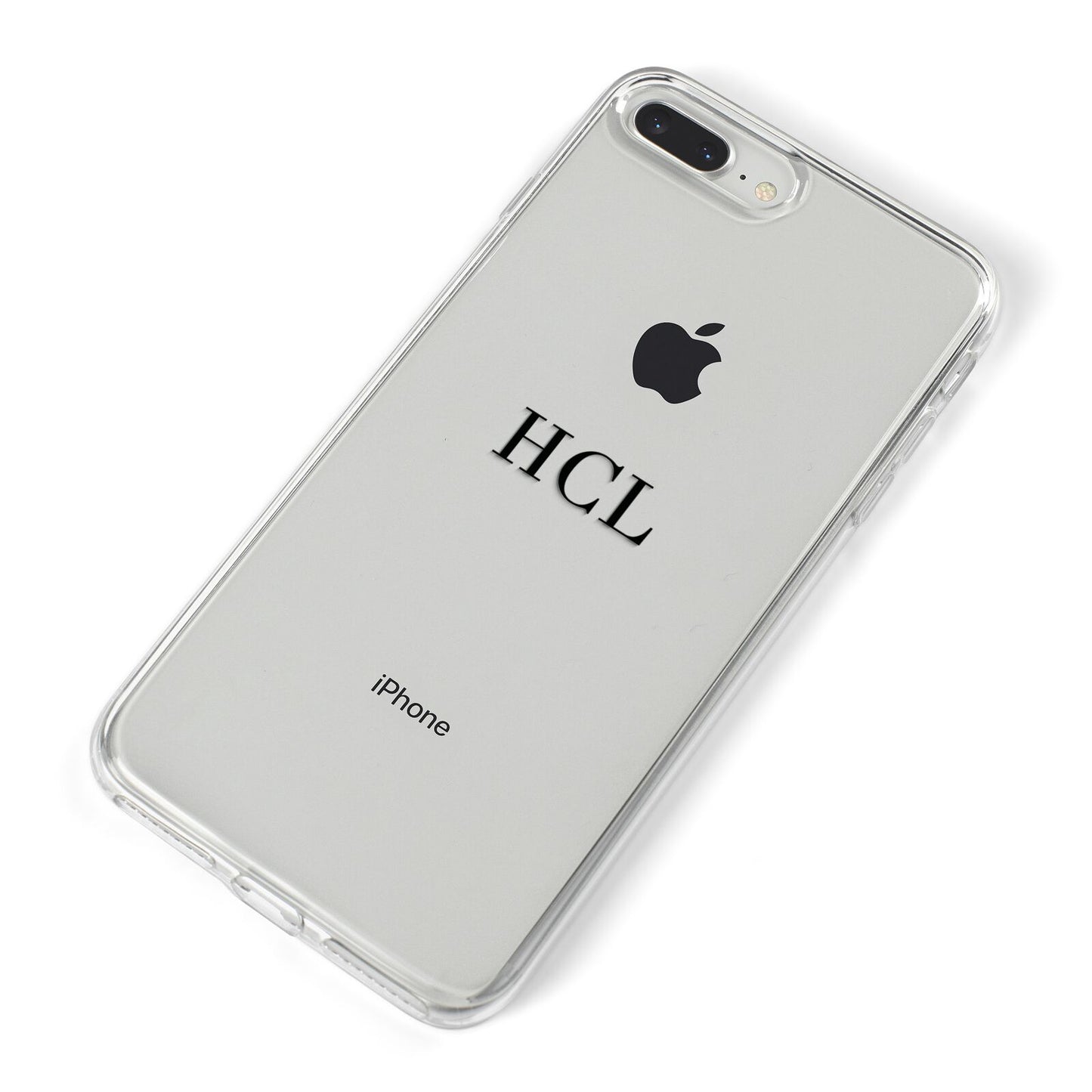 Personalised Black Initials Middle Clear Custom iPhone 8 Plus Bumper Case on Silver iPhone Alternative Image