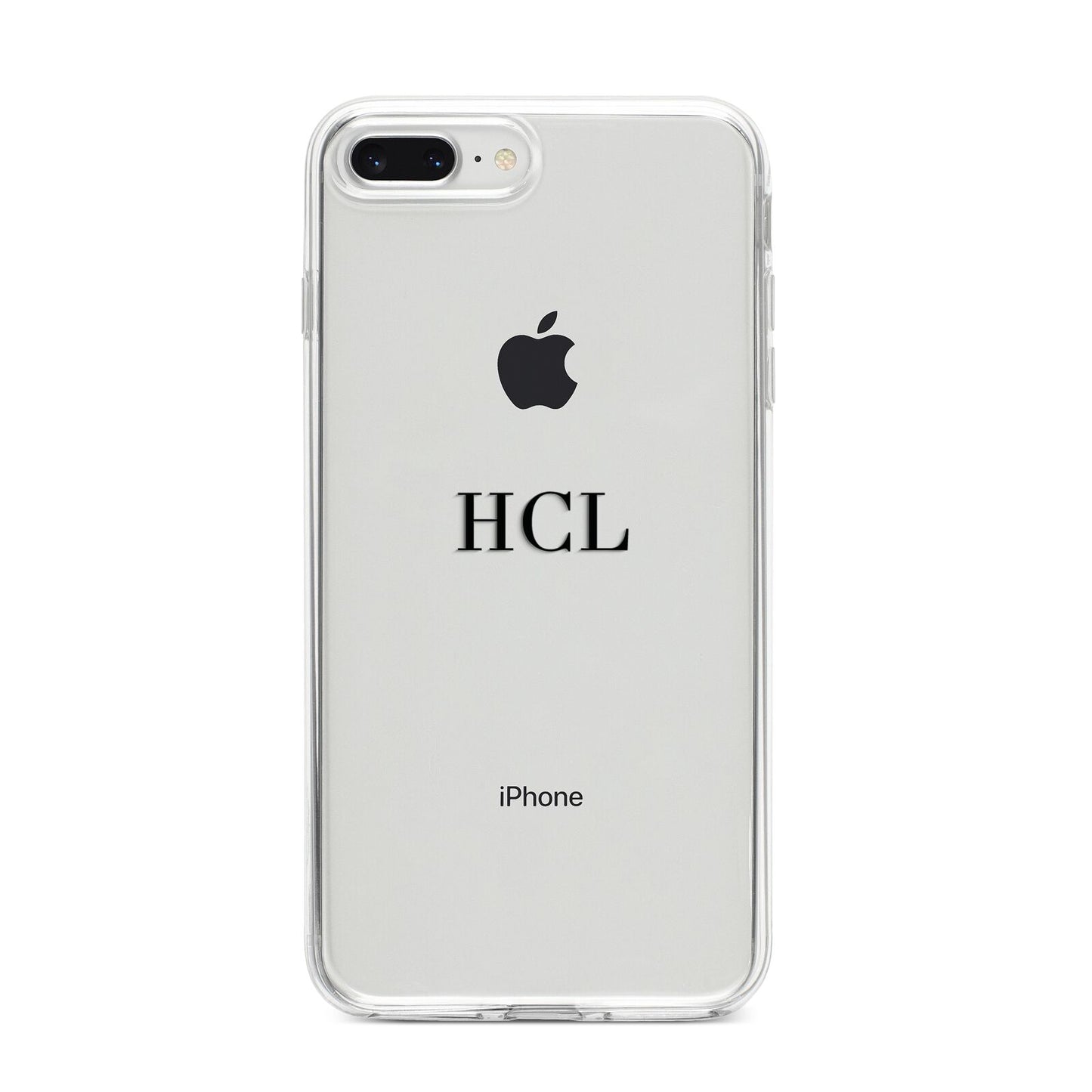 Personalised Black Initials Middle Clear Custom iPhone 8 Plus Bumper Case on Silver iPhone