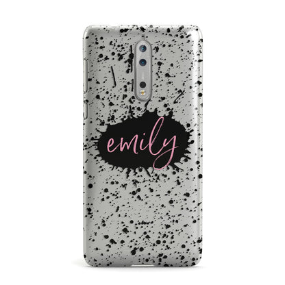 Personalised Black Ink Splat Clear Name Nokia Case