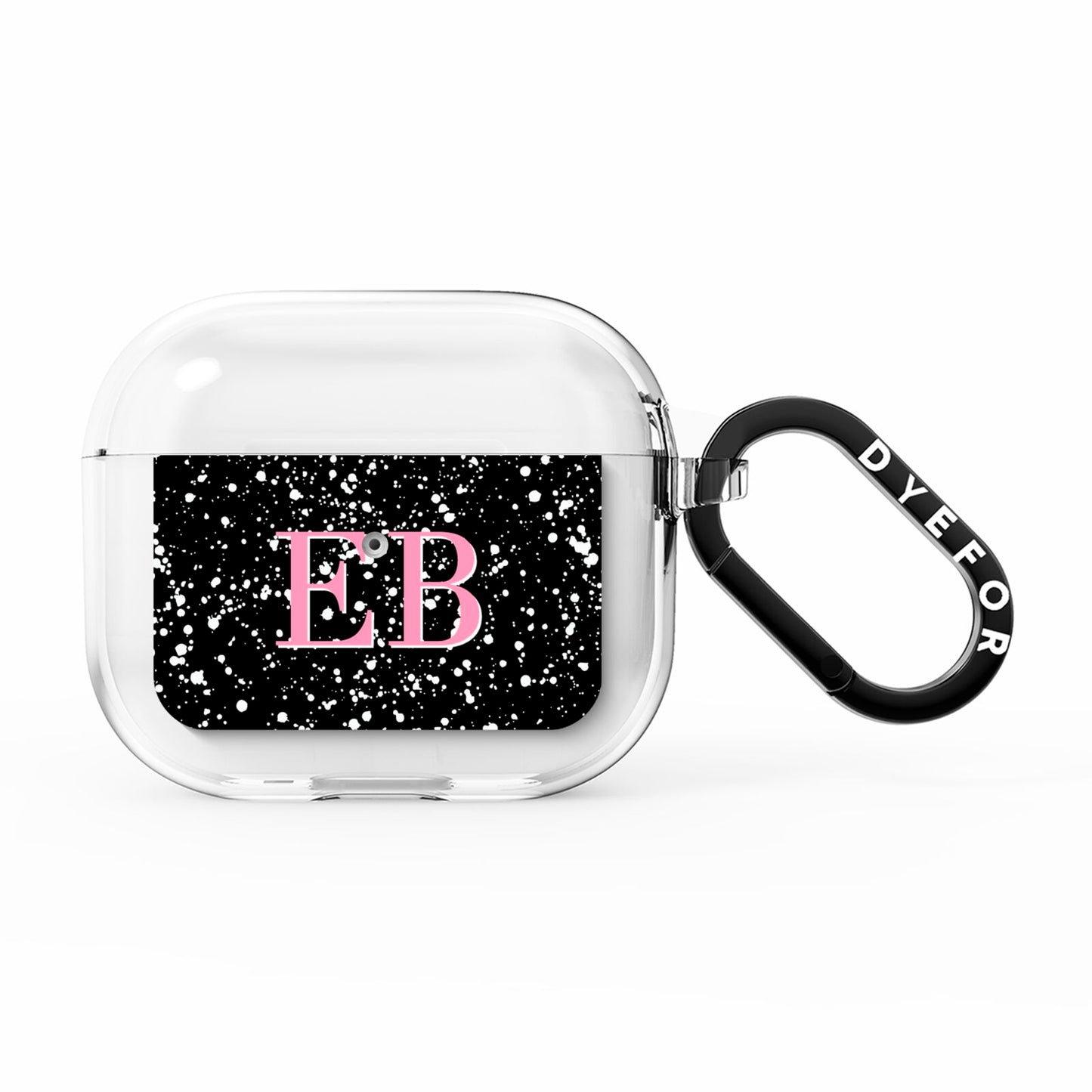 Personalised Black Ink Splat Initials AirPods Clear Case 3rd Gen