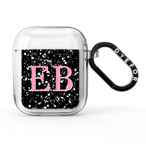 Personalised Black Ink Splat & Initials AirPods Case