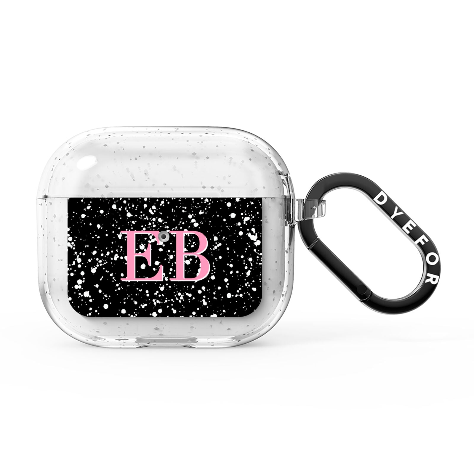 Personalised Black Ink Splat Initials AirPods Glitter Case 3rd Gen