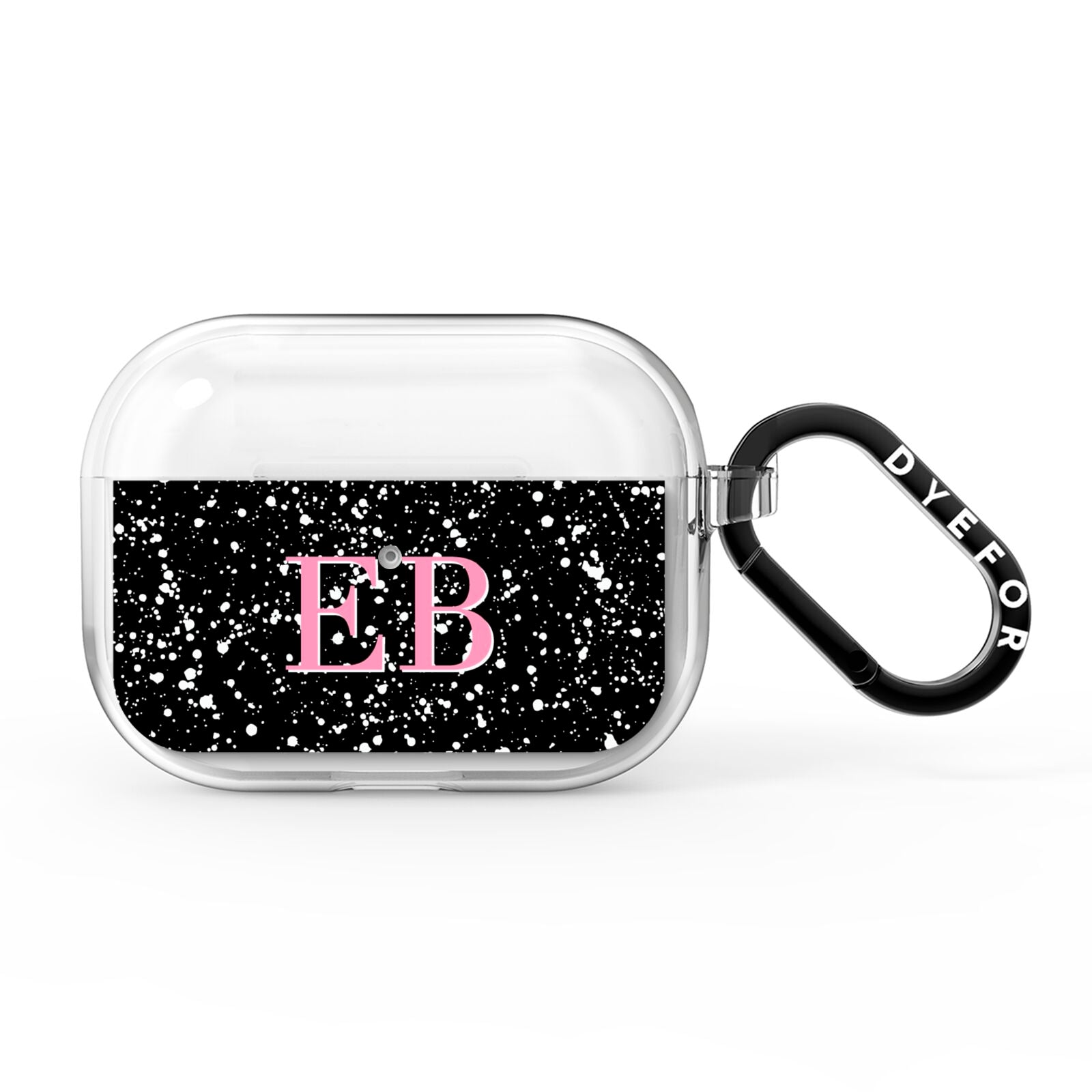 Personalised Black Ink Splat Initials AirPods Pro Clear Case