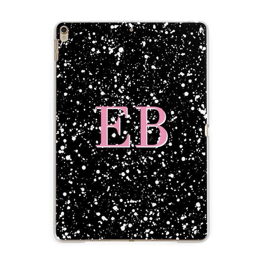 Personalised Black Ink Splat Initials Apple iPad Gold Case