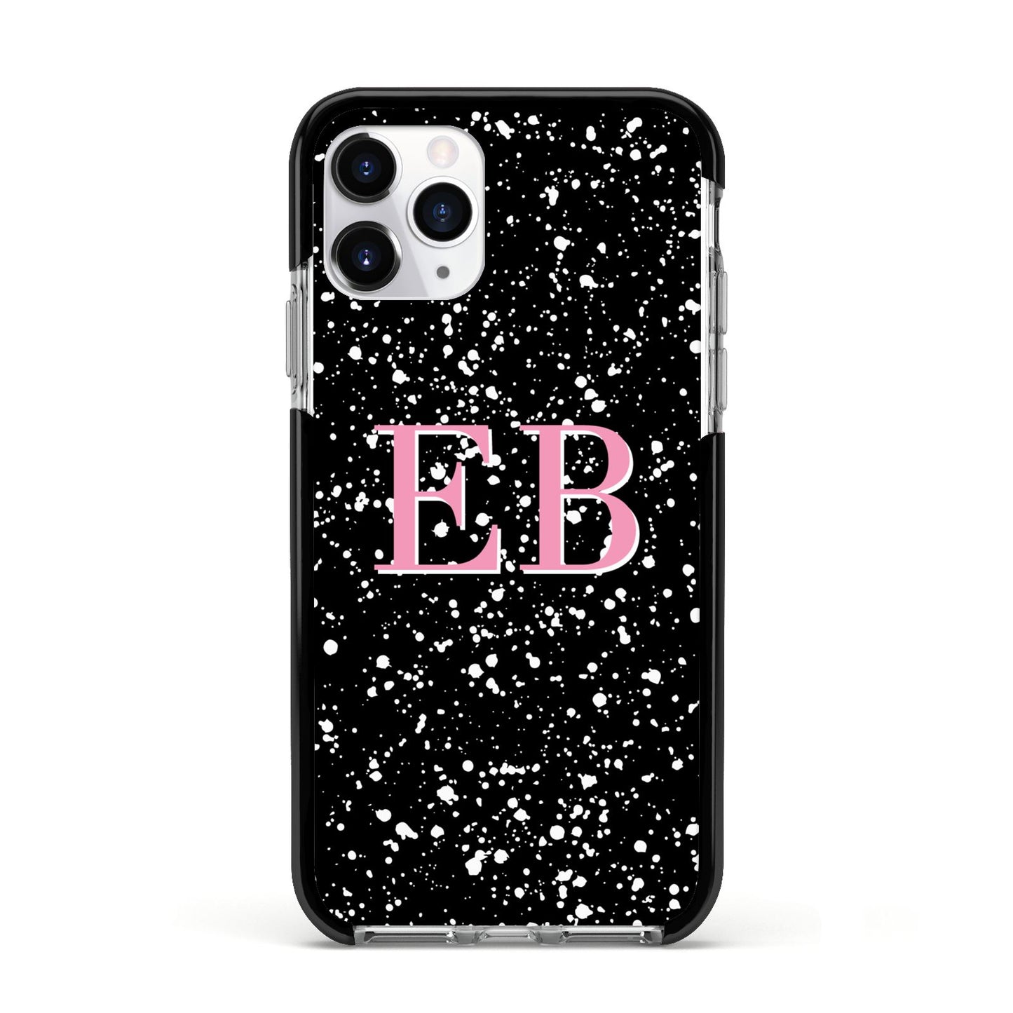 Personalised Black Ink Splat Initials Apple iPhone 11 Pro in Silver with Black Impact Case