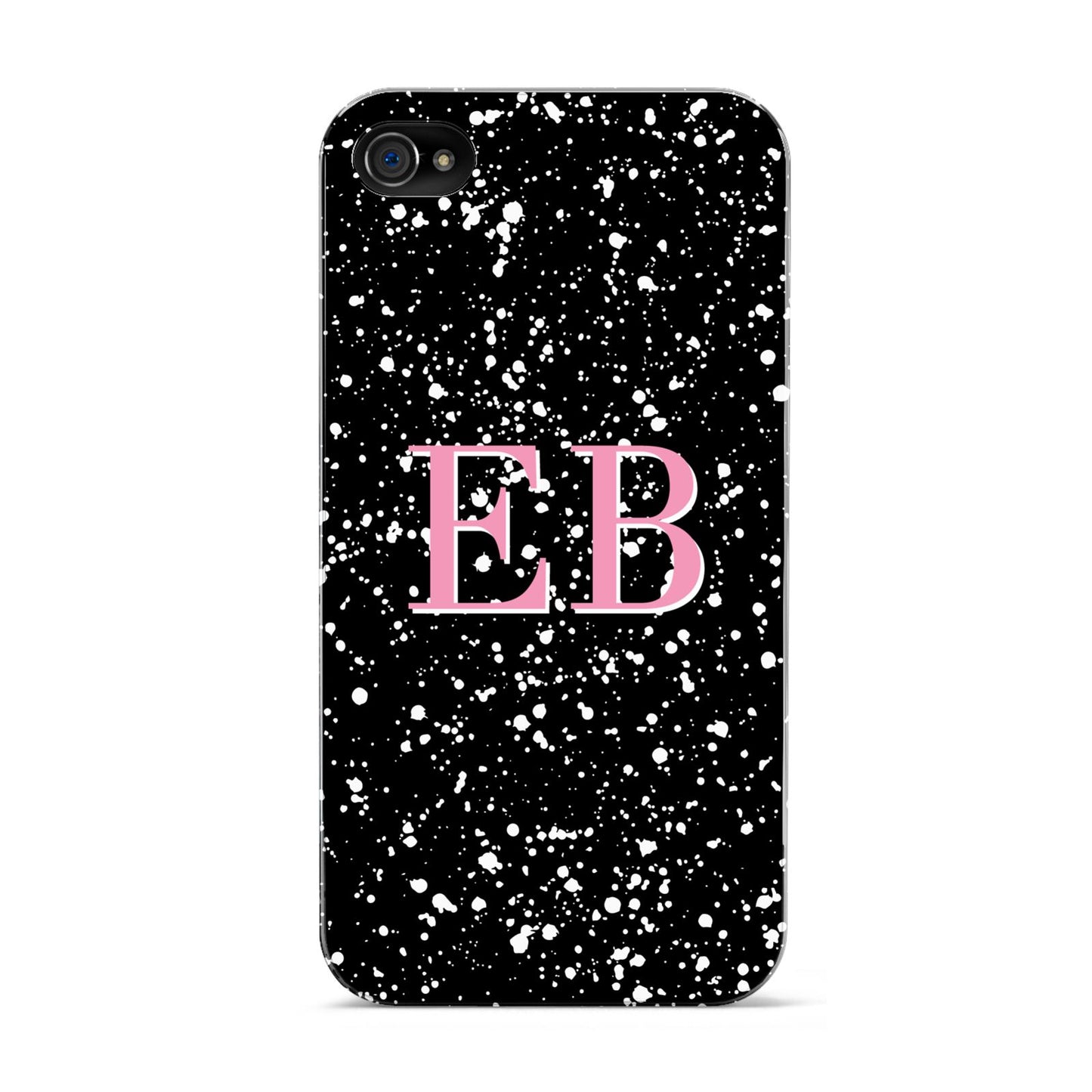 Personalised Black Ink Splat Initials Apple iPhone 4s Case