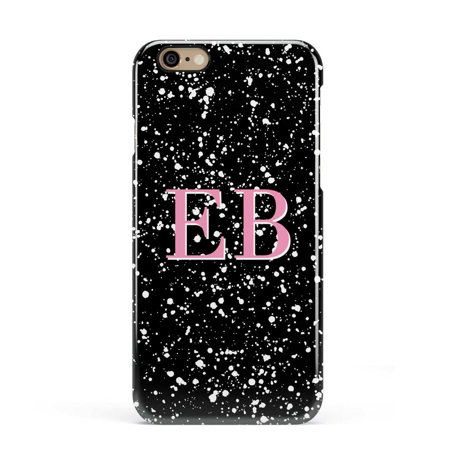 Personalised Black Ink Splat Initials Apple iPhone 6 3D Snap Case