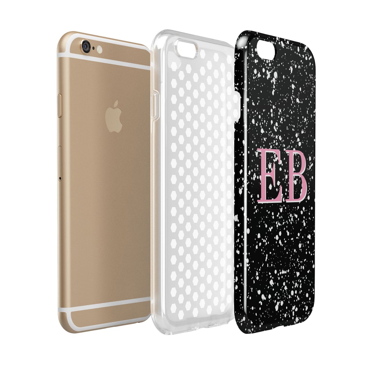 Personalised Black Ink Splat Initials Apple iPhone 6 3D Tough Case Expanded view