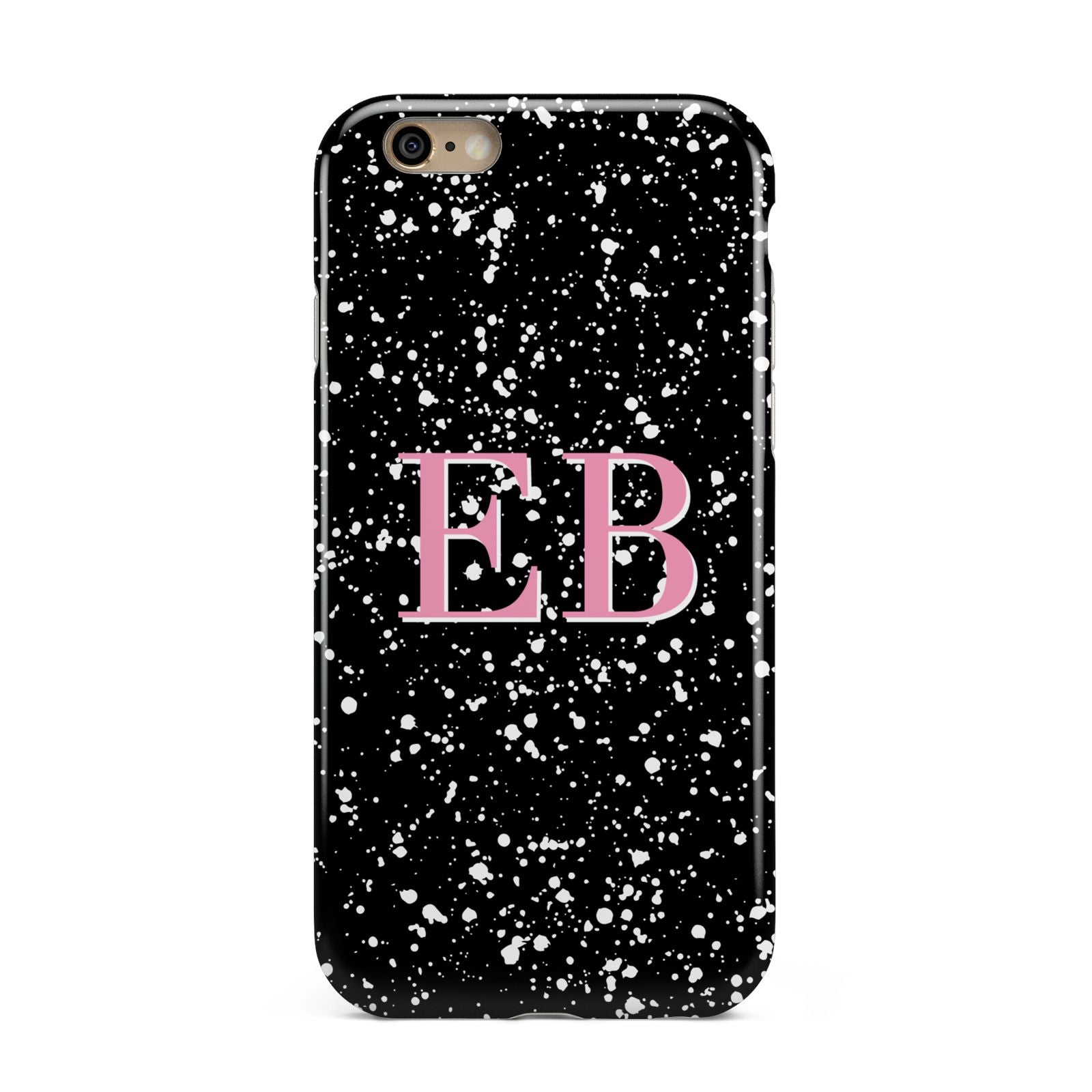 Personalised Black Ink Splat Initials Apple iPhone 6 3D Tough Case