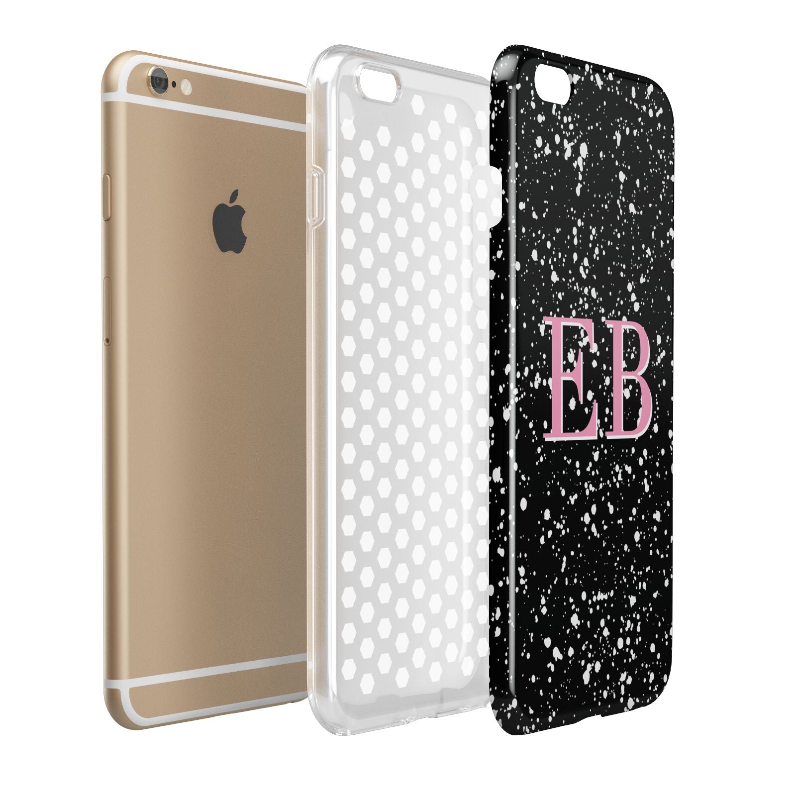 Personalised Black Ink Splat Initials Apple iPhone 6 Plus 3D Tough Case Expand Detail Image