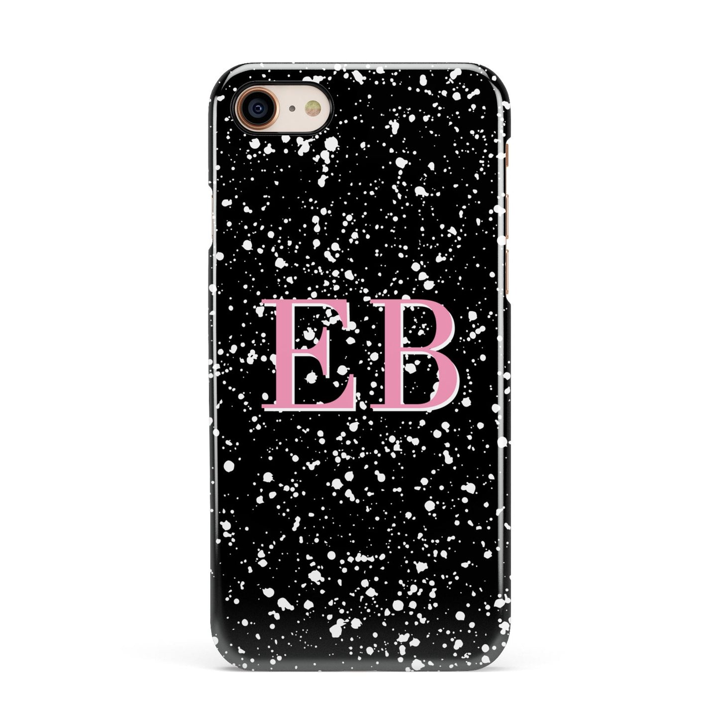 Personalised Black Ink Splat Initials Apple iPhone 7 8 3D Snap Case