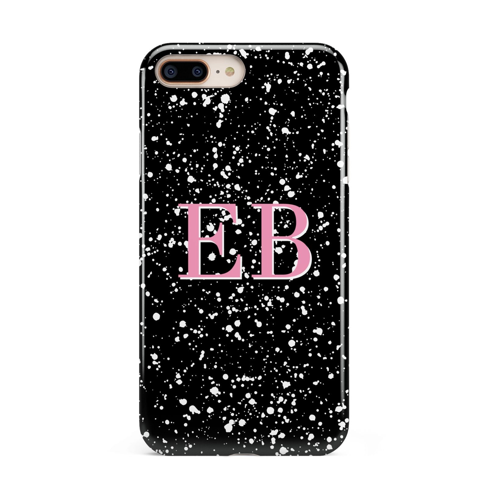 Personalised Black Ink Splat Initials Apple iPhone 7 8 Plus 3D Tough Case