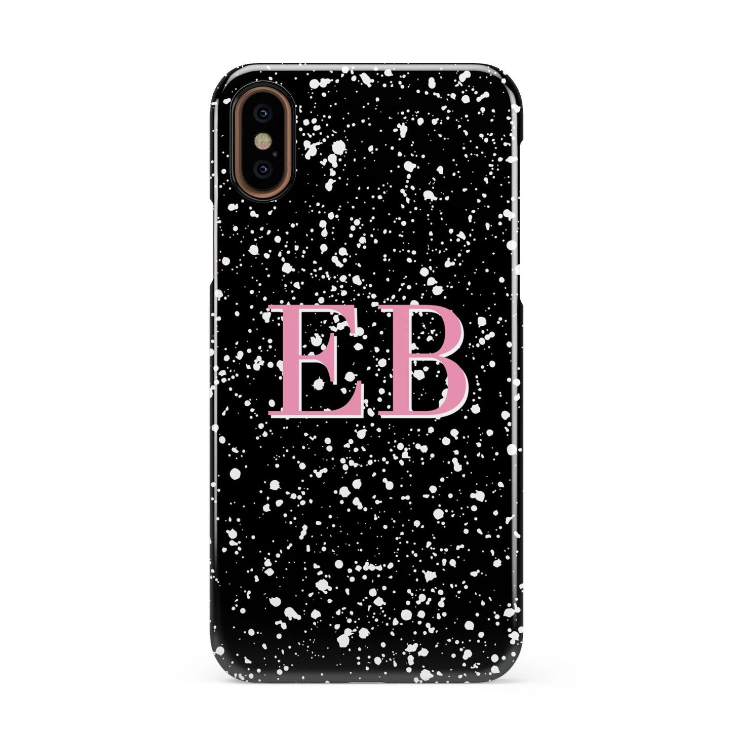 Personalised Black Ink Splat Initials Apple iPhone XS 3D Snap Case