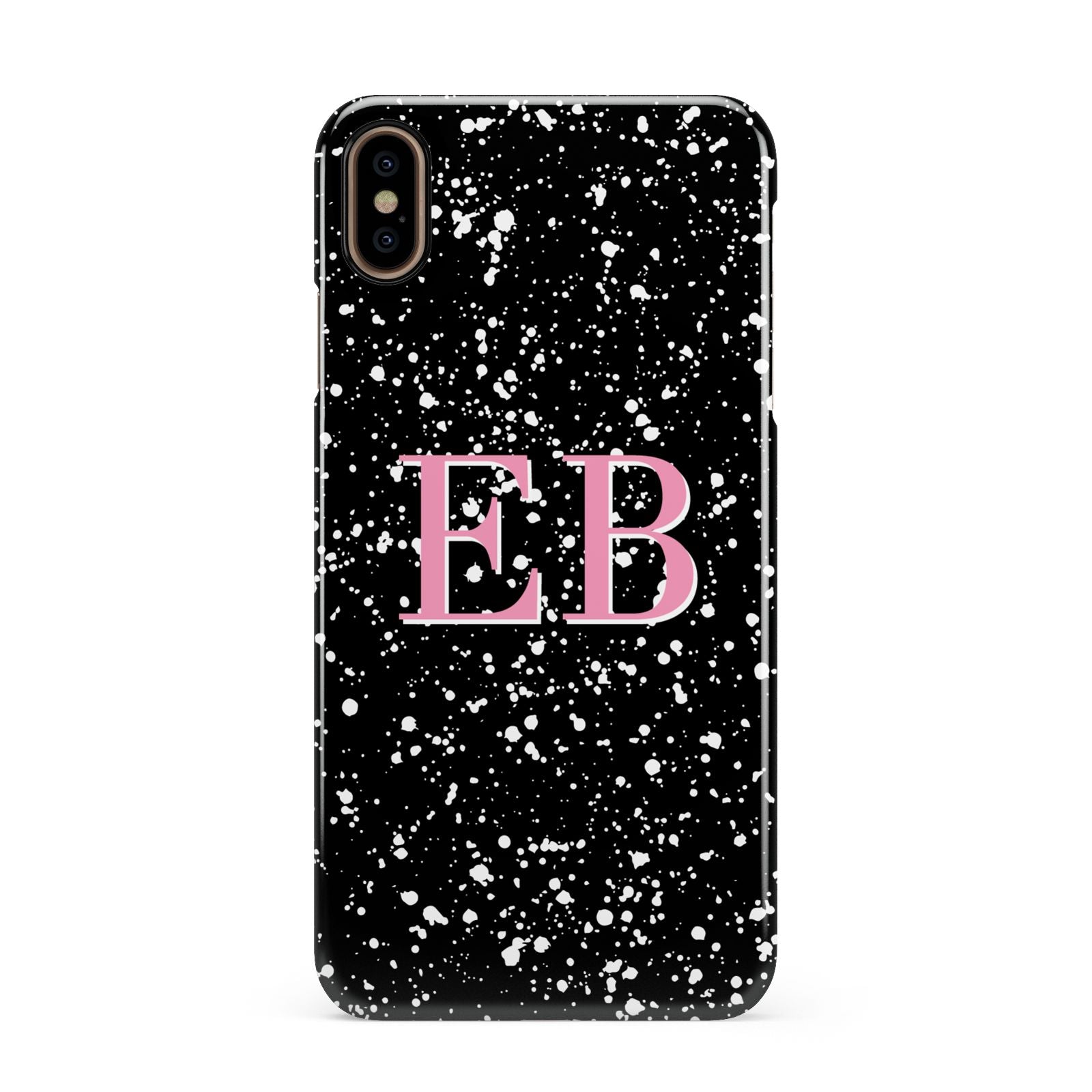 Personalised Black Ink Splat Initials Apple iPhone Xs Max 3D Snap Case