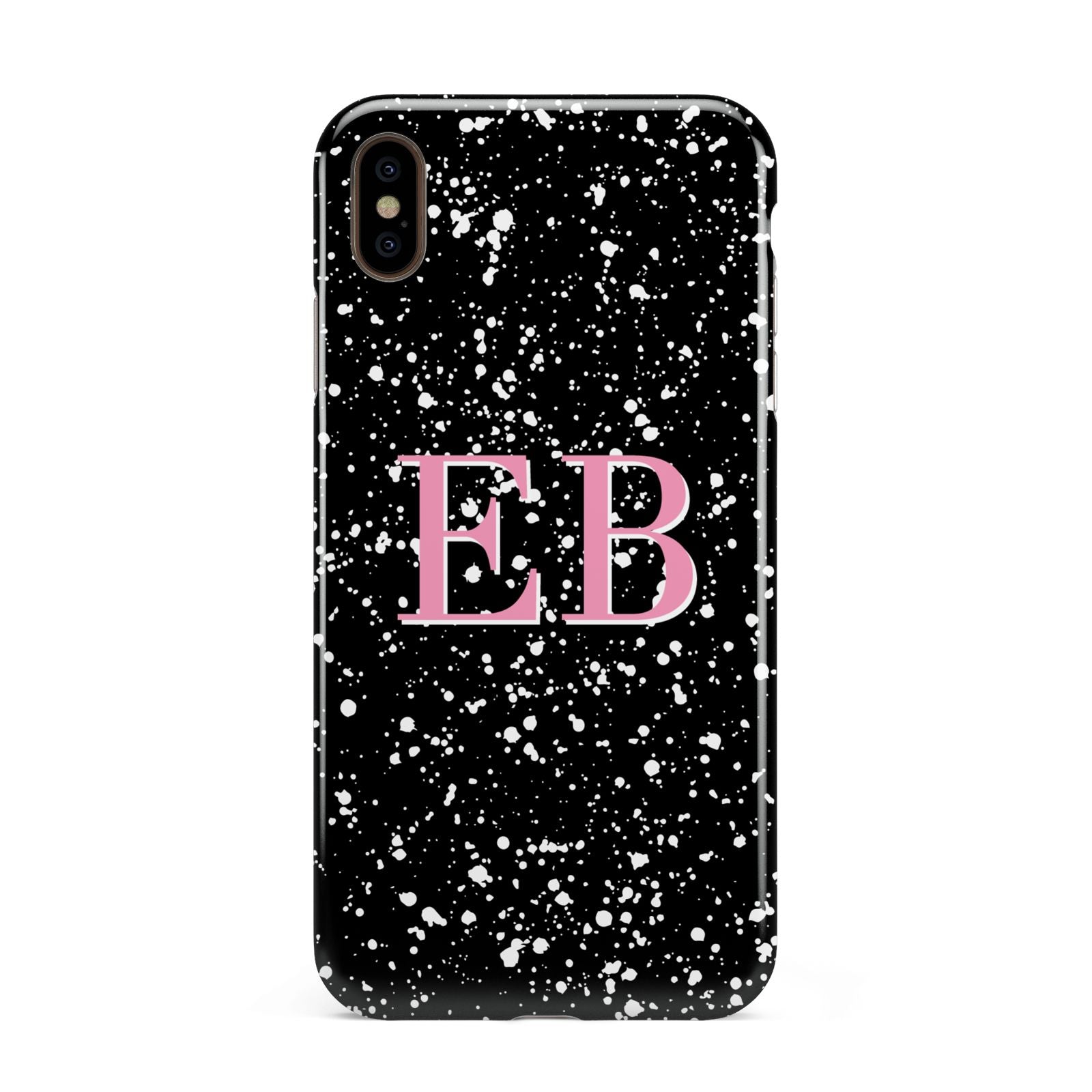 Personalised Black Ink Splat Initials Apple iPhone Xs Max 3D Tough Case