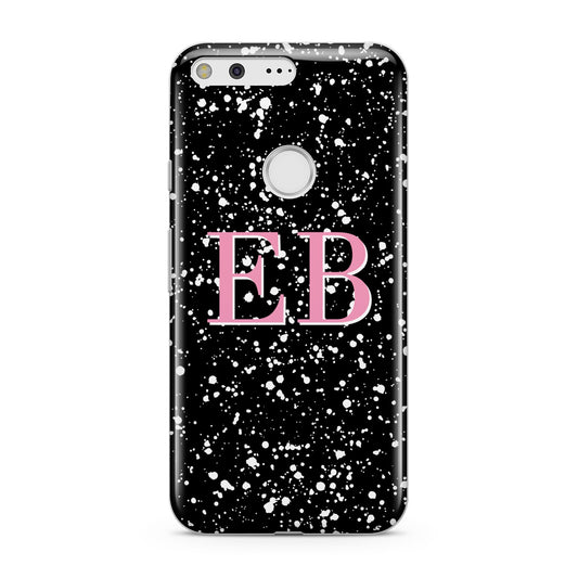 Personalised Black Ink Splat Initials Google Pixel Case