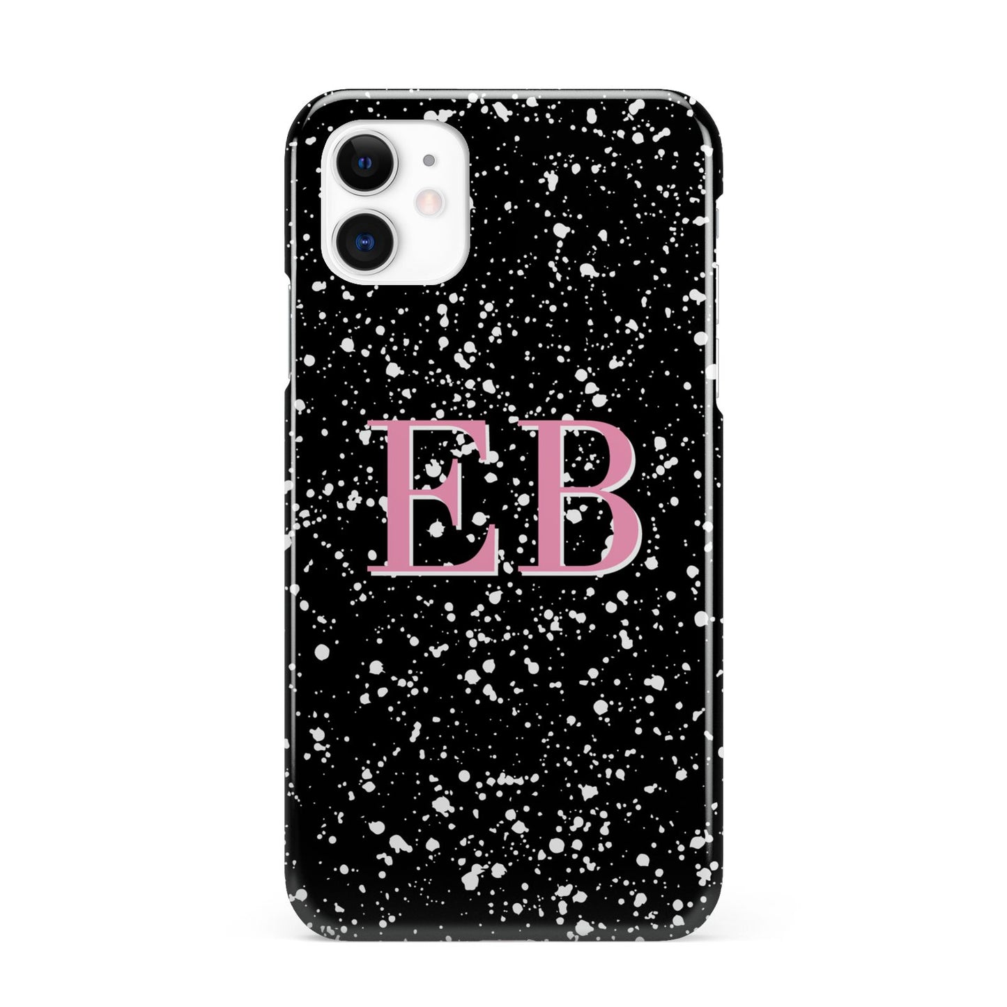 Personalised Black Ink Splat Initials iPhone 11 3D Snap Case