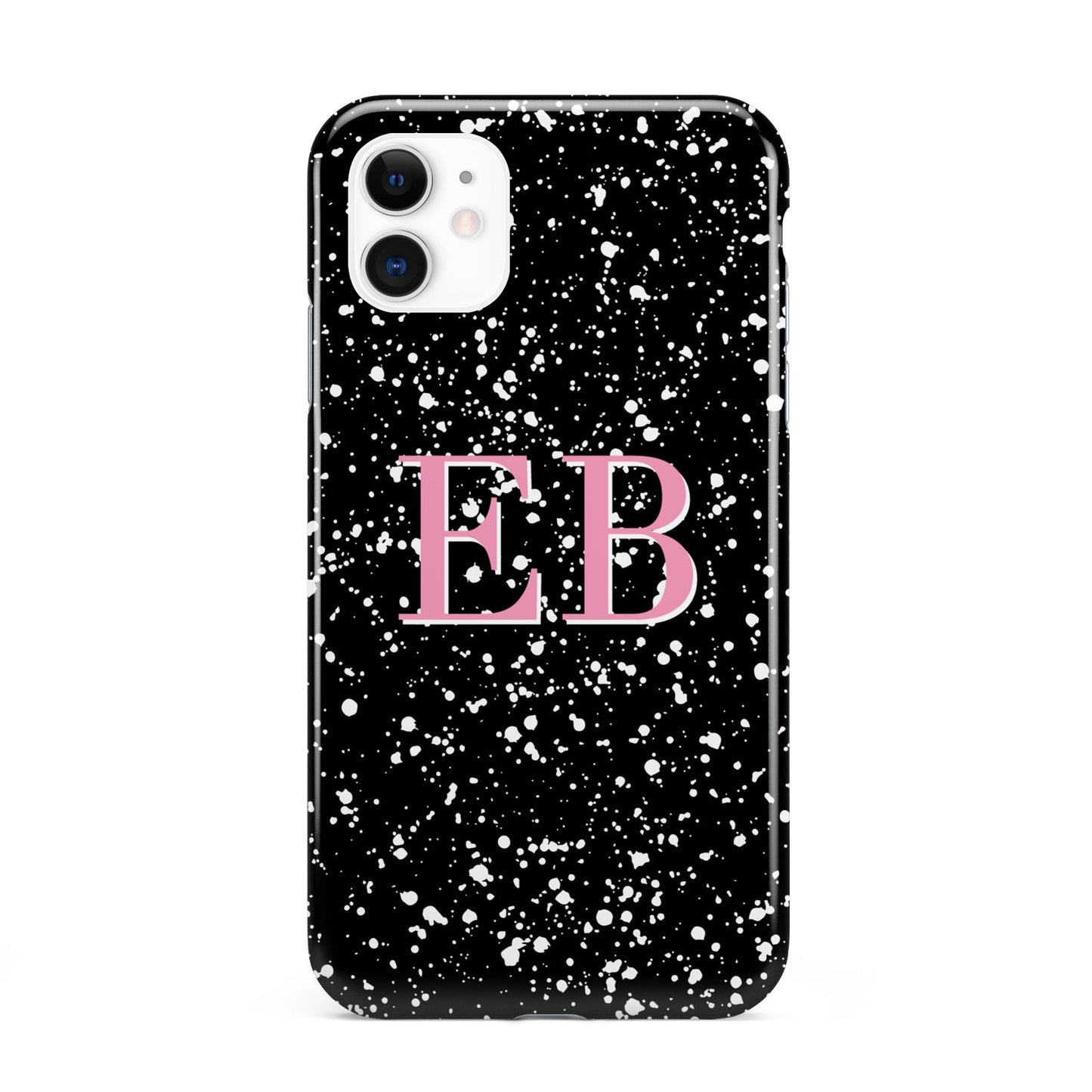 Personalised Black Ink Splat Initials iPhone 11 3D Tough Case