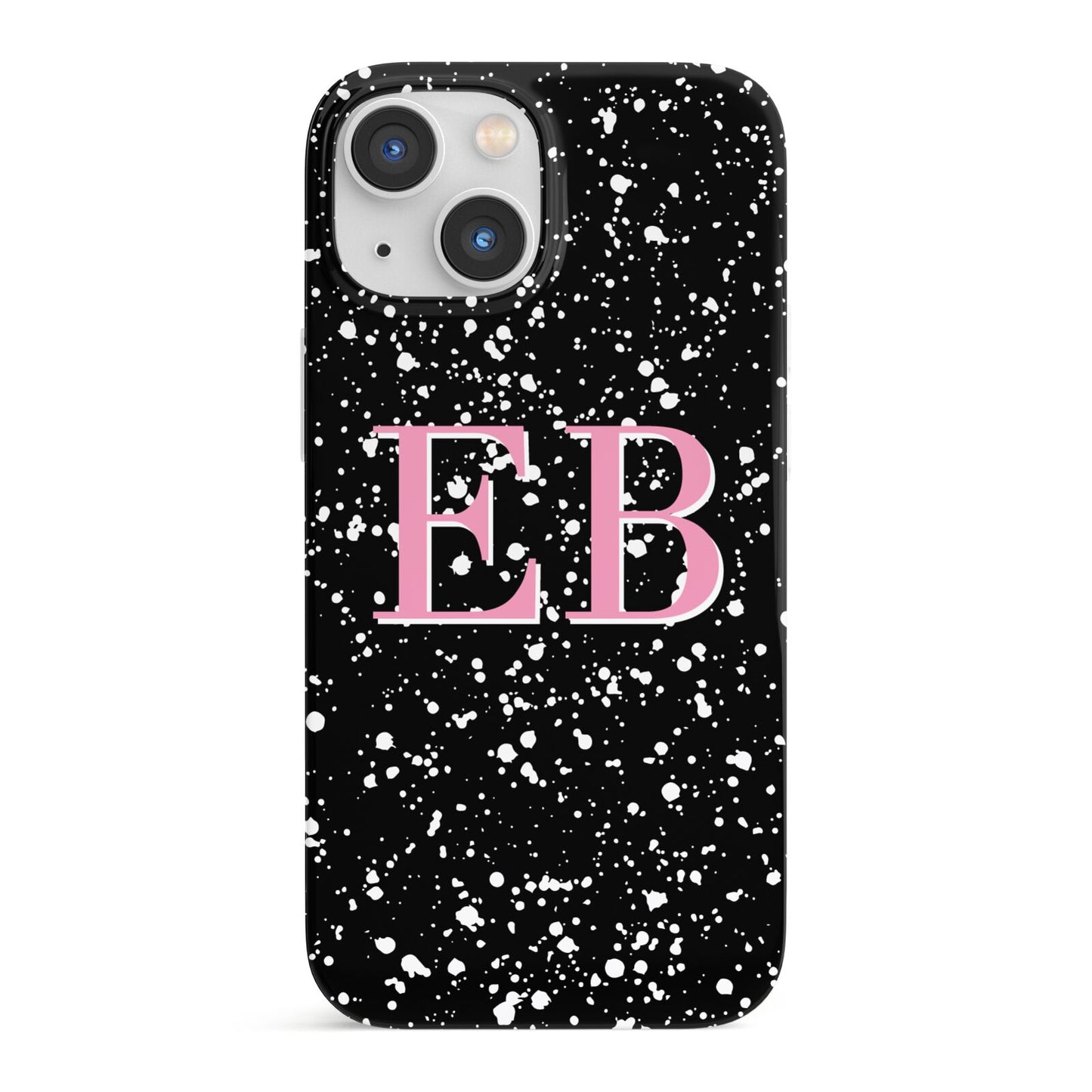 Personalised Black Ink Splat Initials iPhone 13 Mini Full Wrap 3D Snap Case