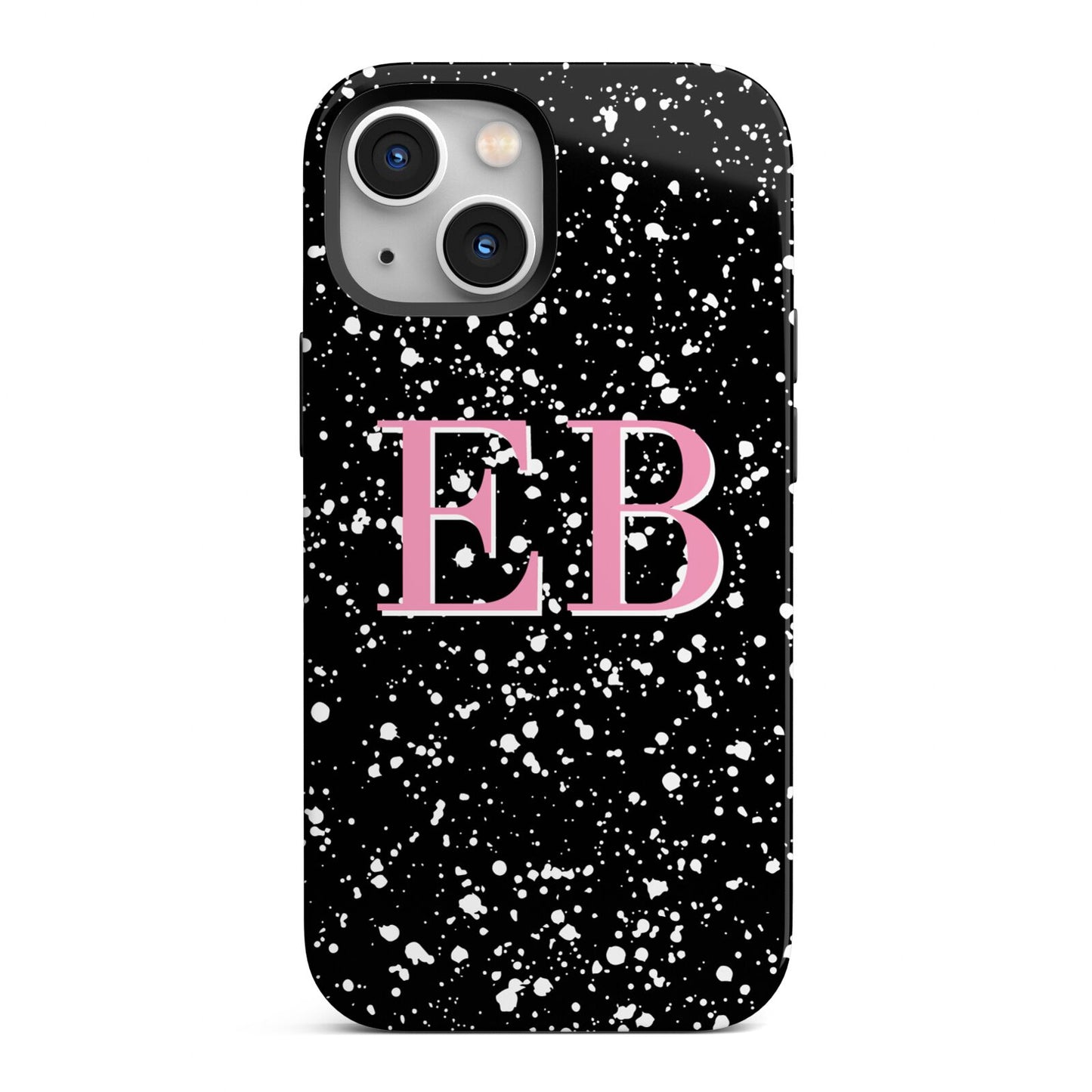 Personalised Black Ink Splat Initials iPhone 13 Mini Full Wrap 3D Tough Case