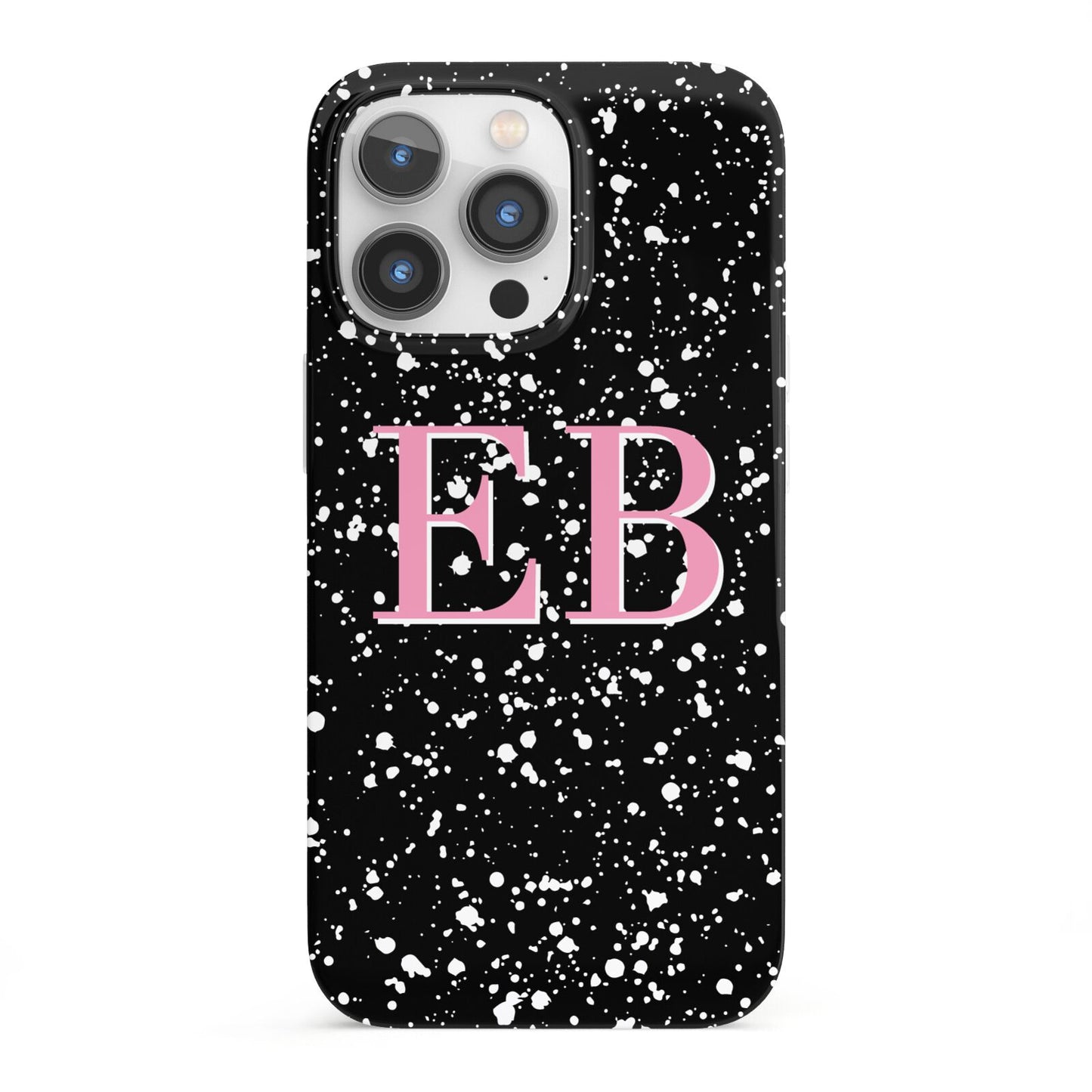 Personalised Black Ink Splat Initials iPhone 13 Pro Full Wrap 3D Snap Case