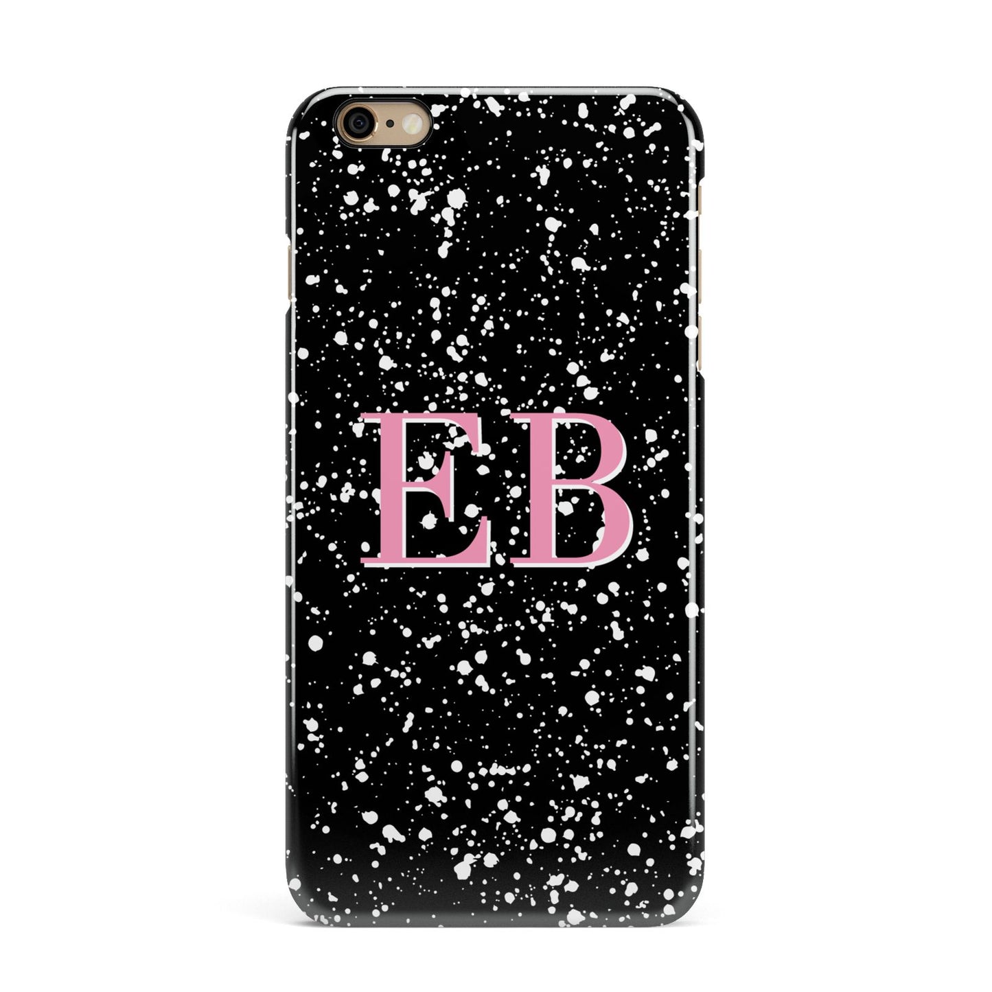 Personalised Black Ink Splat Initials iPhone 6 Plus 3D Snap Case on Gold Phone