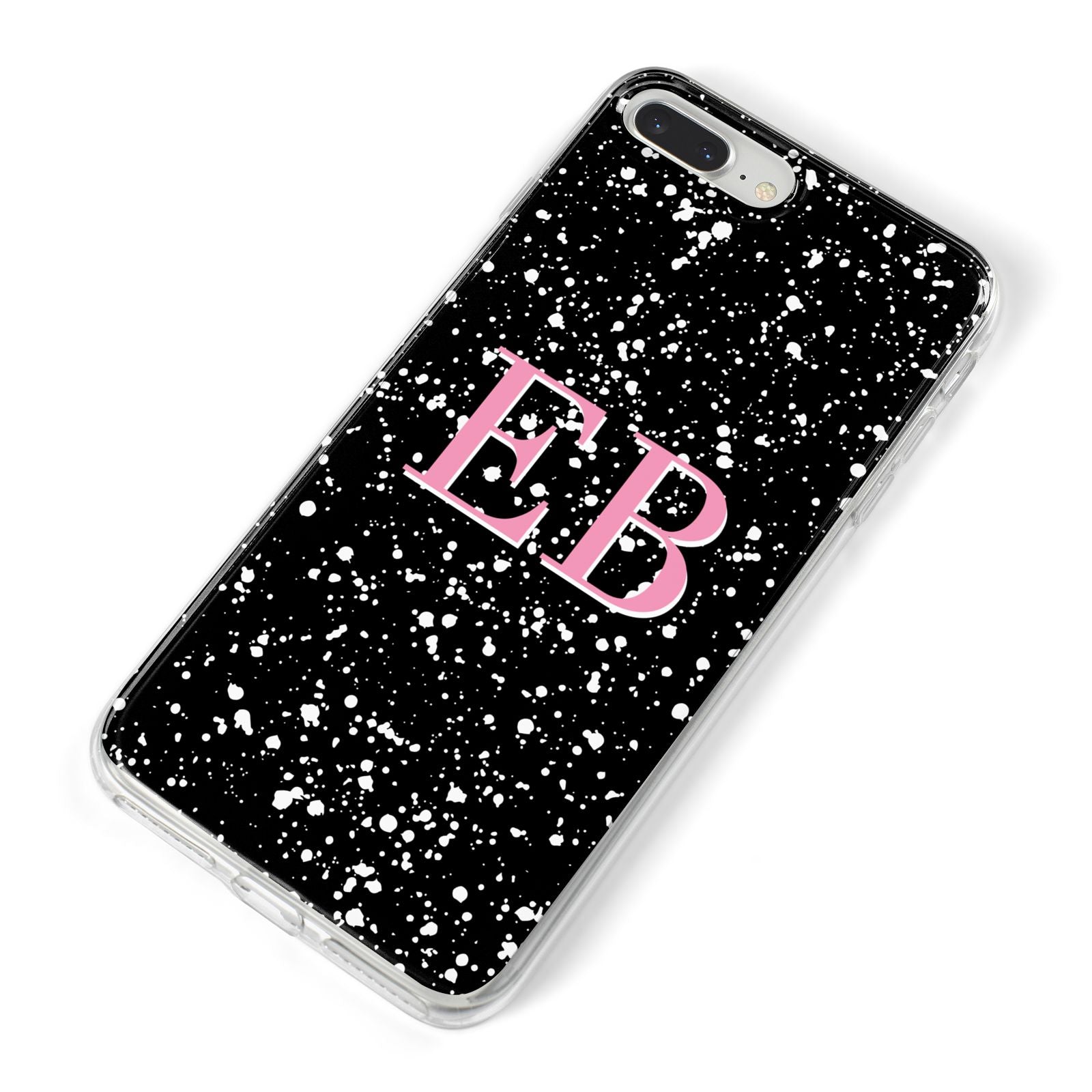 Personalised Black Ink Splat Initials iPhone 8 Plus Bumper Case on Silver iPhone Alternative Image