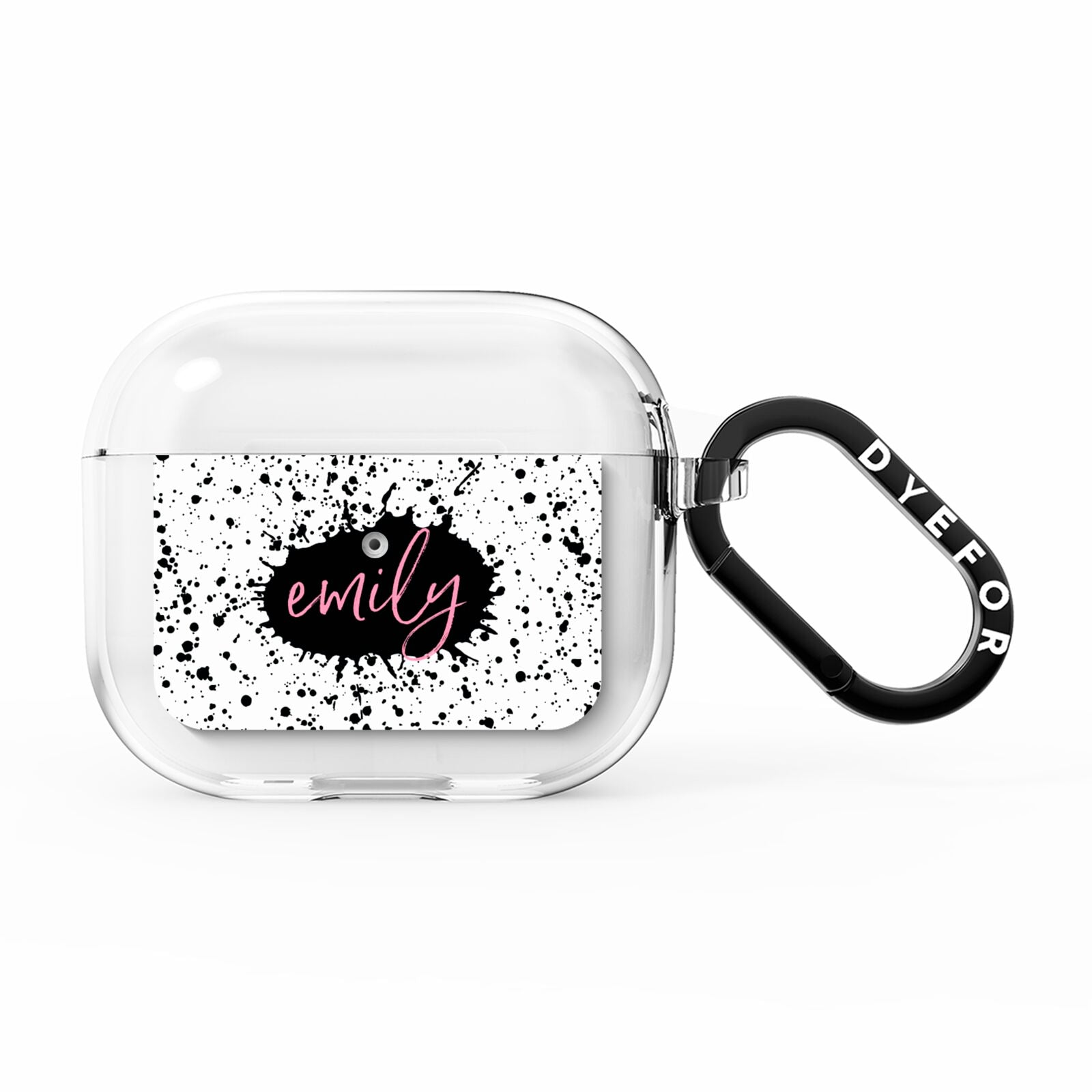 Personalised Black Ink Splat Name AirPods Clear Case 3rd Gen