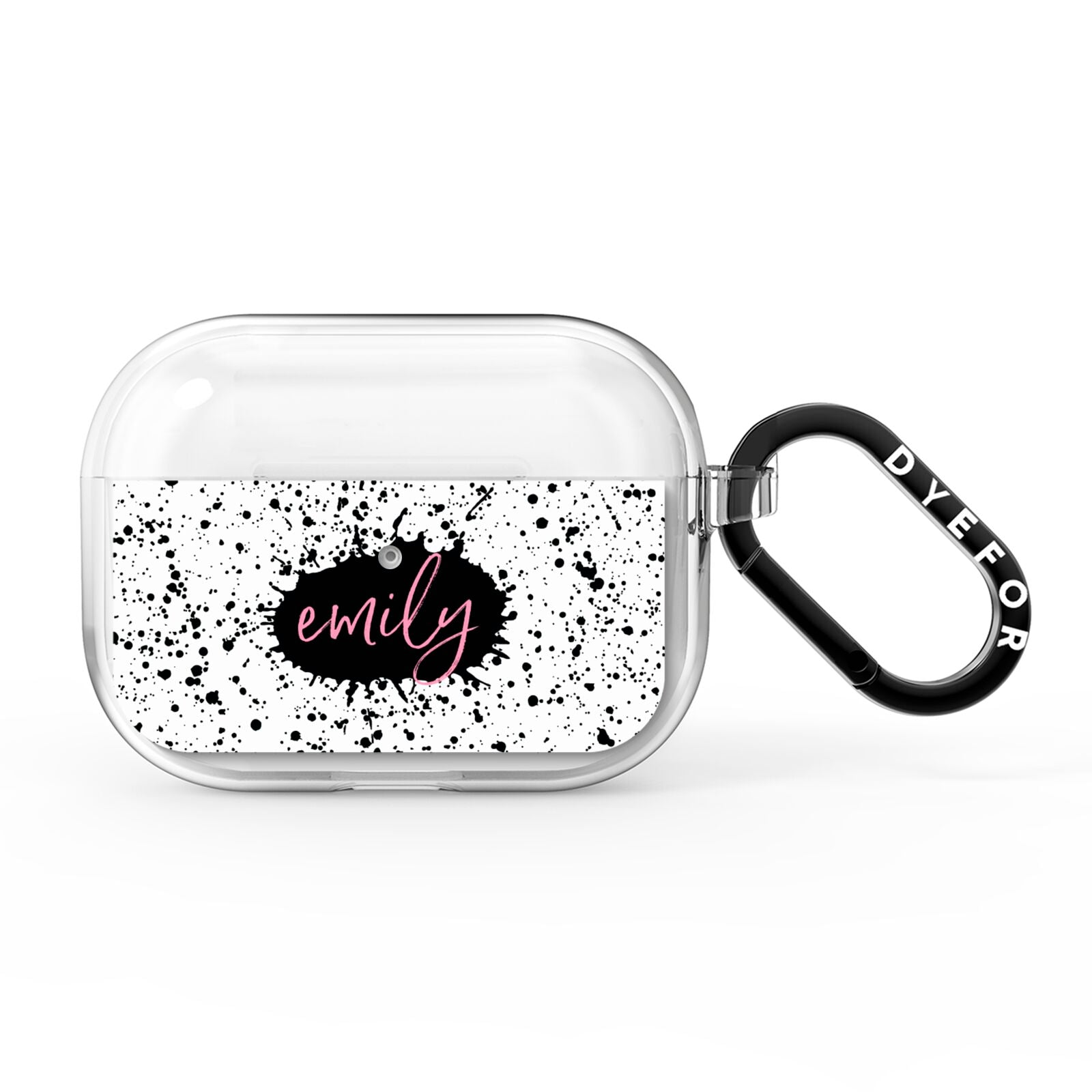 Personalised Black Ink Splat Name AirPods Pro Clear Case