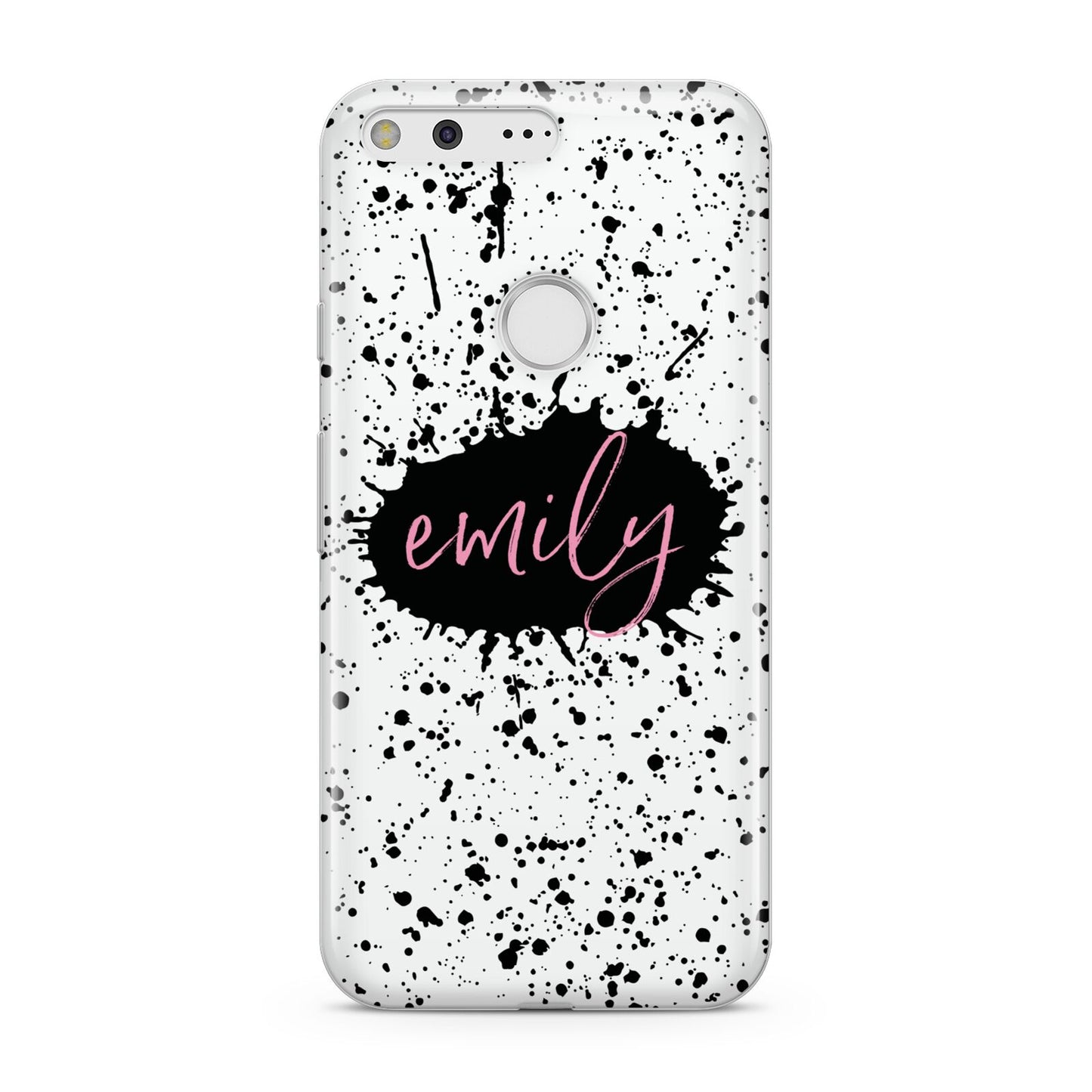 Personalised Black Ink Splat Name Google Pixel Case