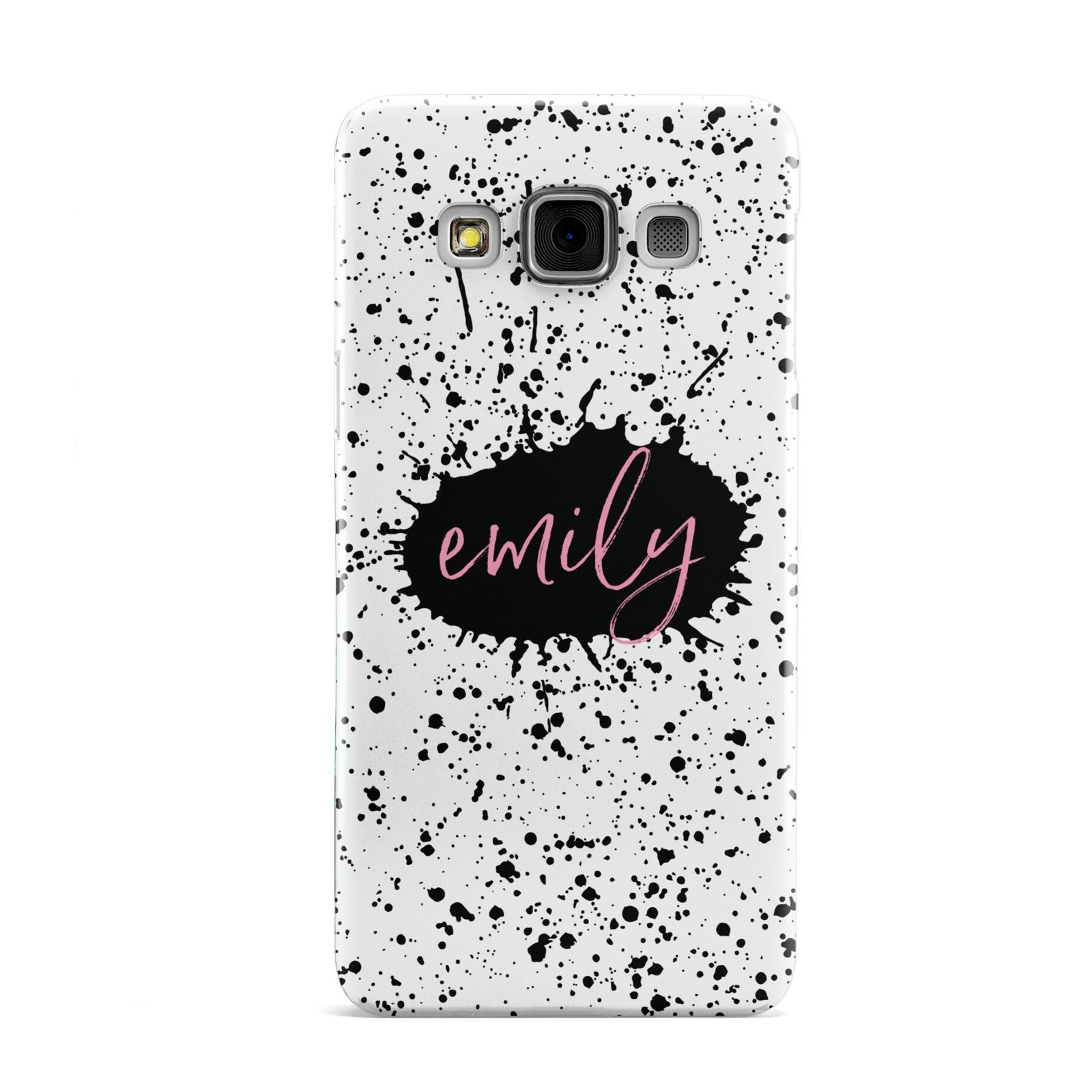 Personalised Black Ink Splat Name Samsung Galaxy A3 Case