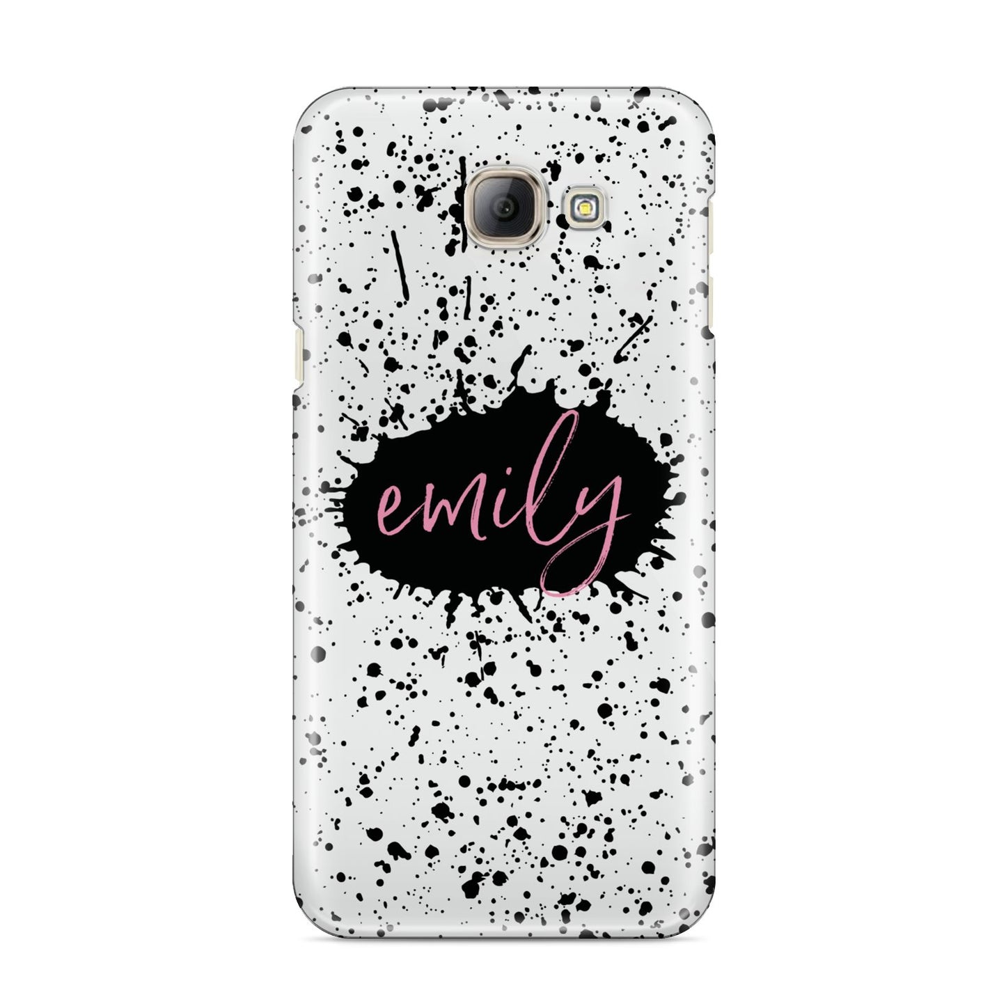 Personalised Black Ink Splat Name Samsung Galaxy A8 2016 Case