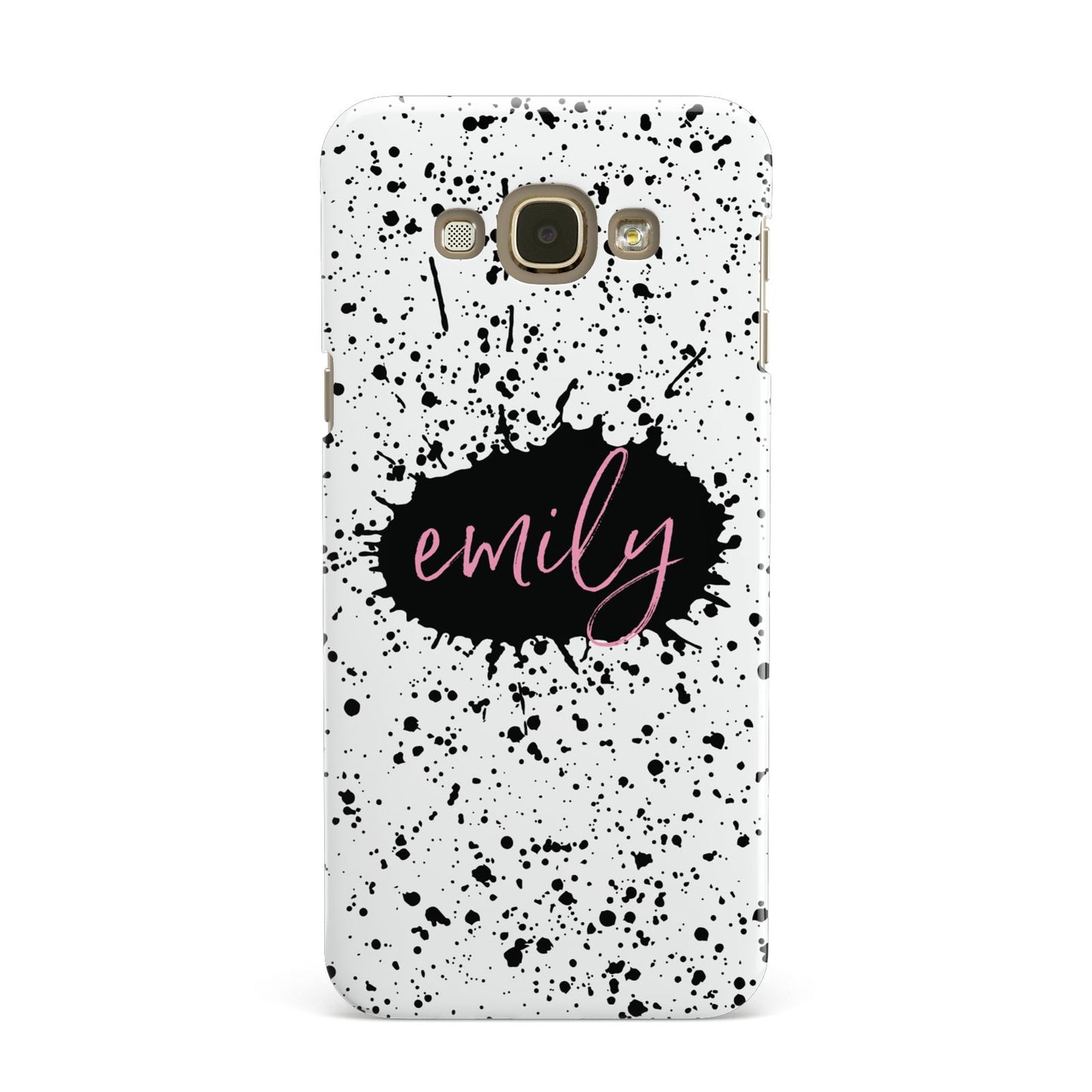 Personalised Black Ink Splat Name Samsung Galaxy A8 Case