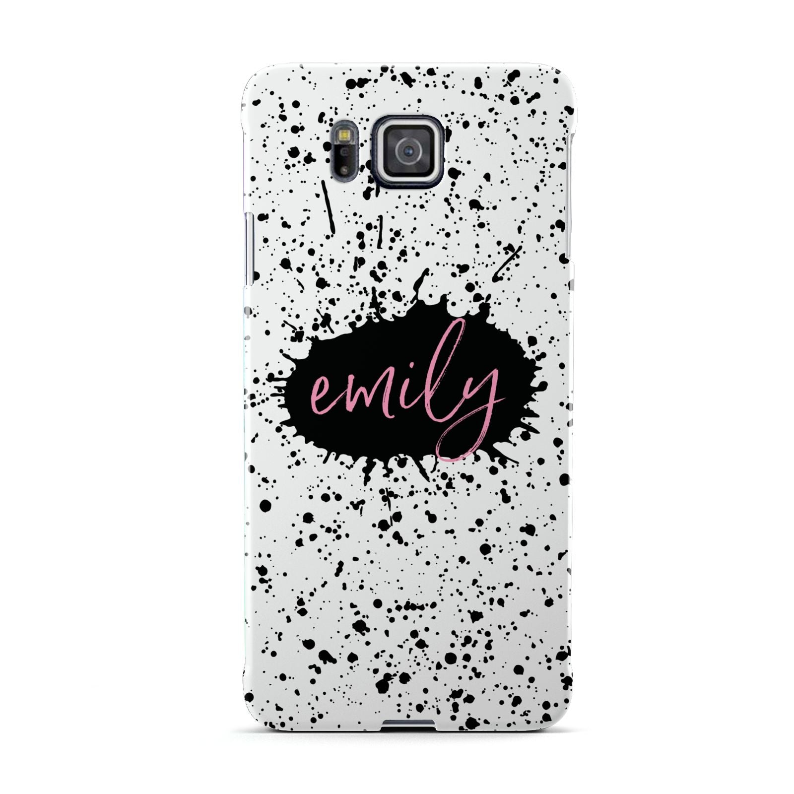 Personalised Black Ink Splat Name Samsung Galaxy Alpha Case