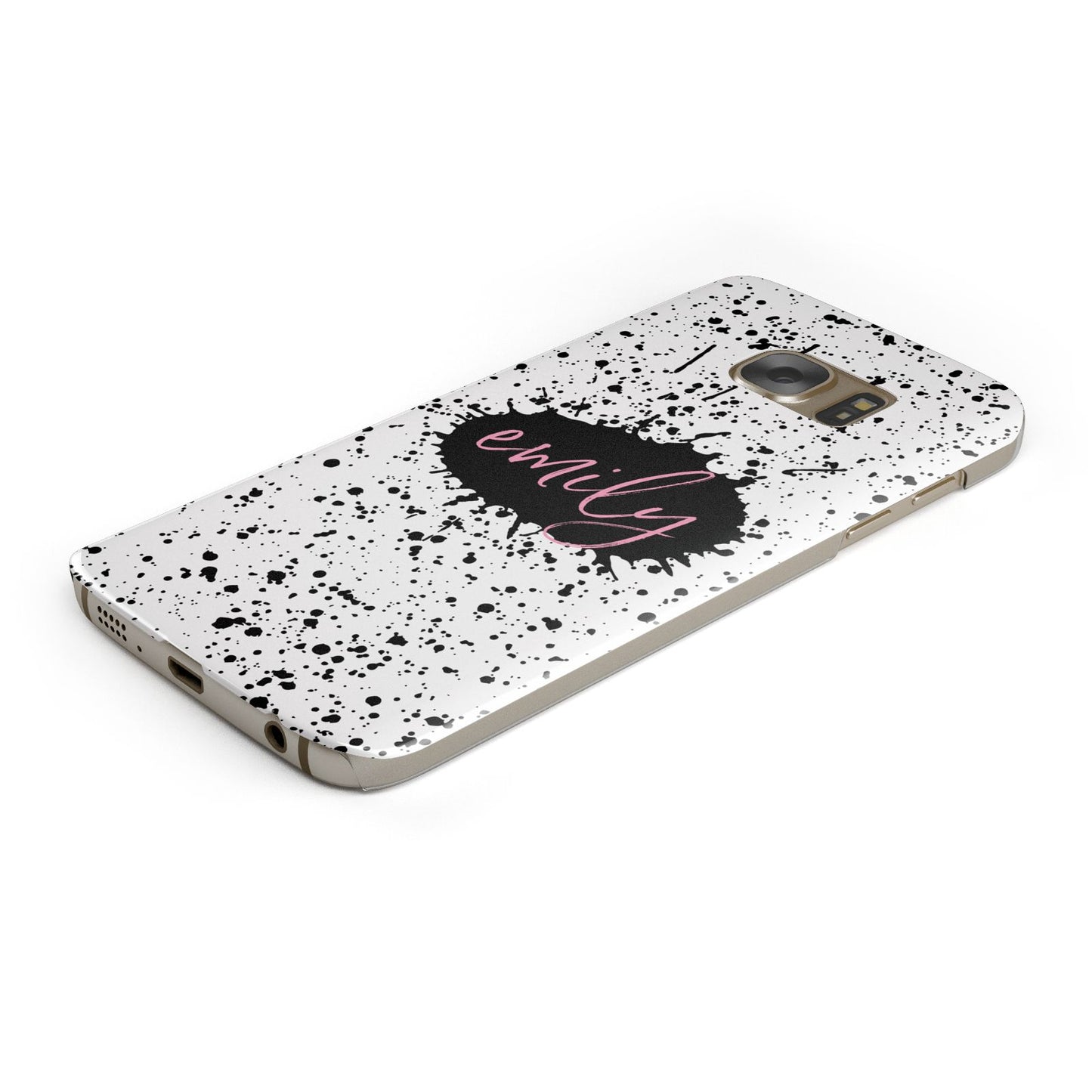 Personalised Black Ink Splat Name Samsung Galaxy Case Bottom Cutout