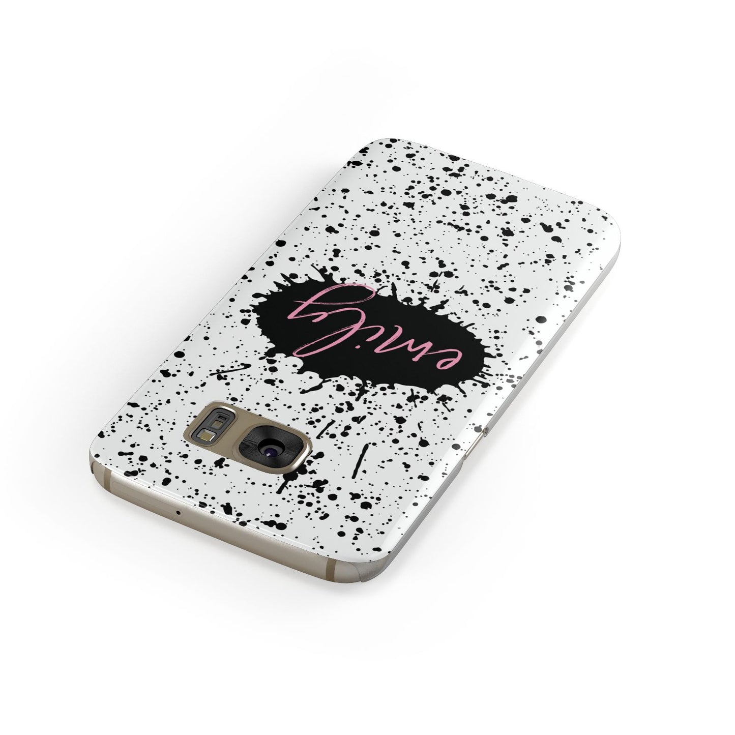 Personalised Black Ink Splat Name Samsung Galaxy Case Front Close Up