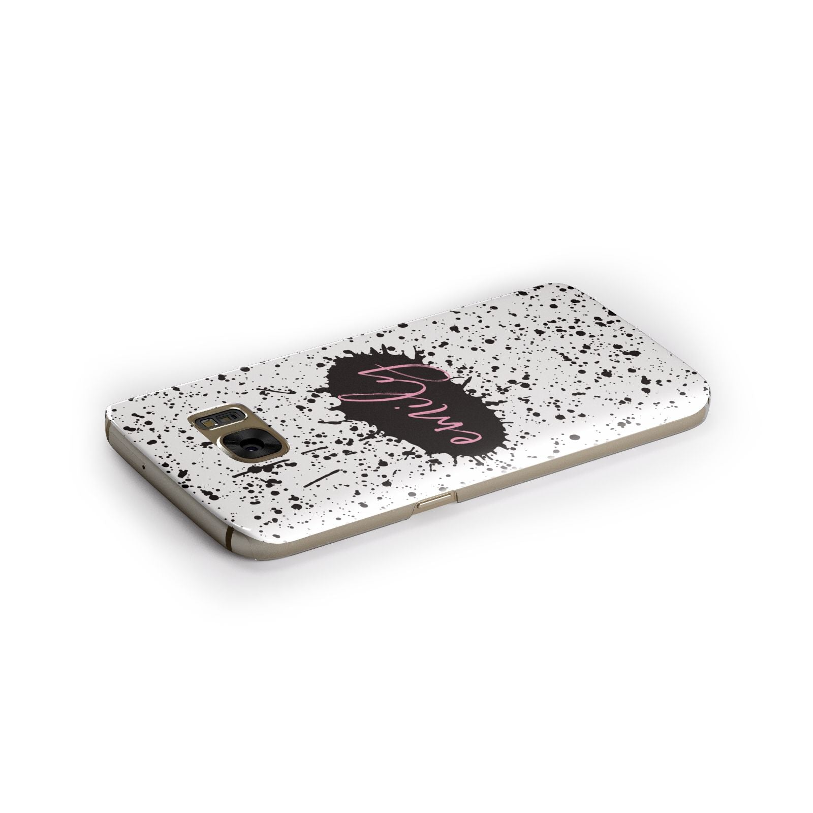 Personalised Black Ink Splat Name Samsung Galaxy Case Side Close Up