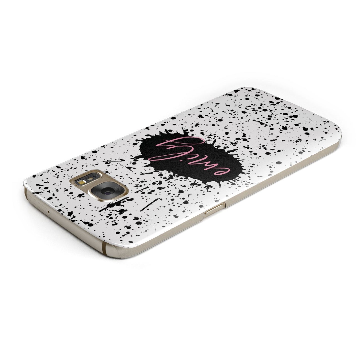 Personalised Black Ink Splat Name Samsung Galaxy Case Top Cutout