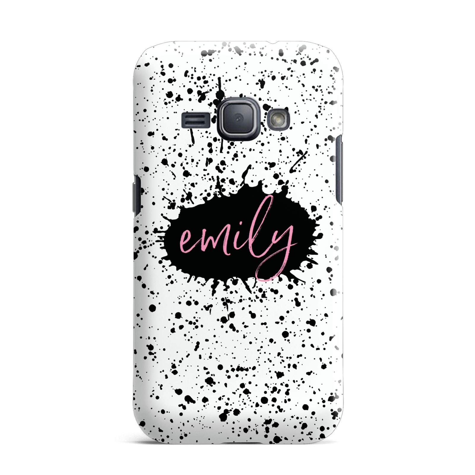 Personalised Black Ink Splat Name Samsung Galaxy J1 2016 Case