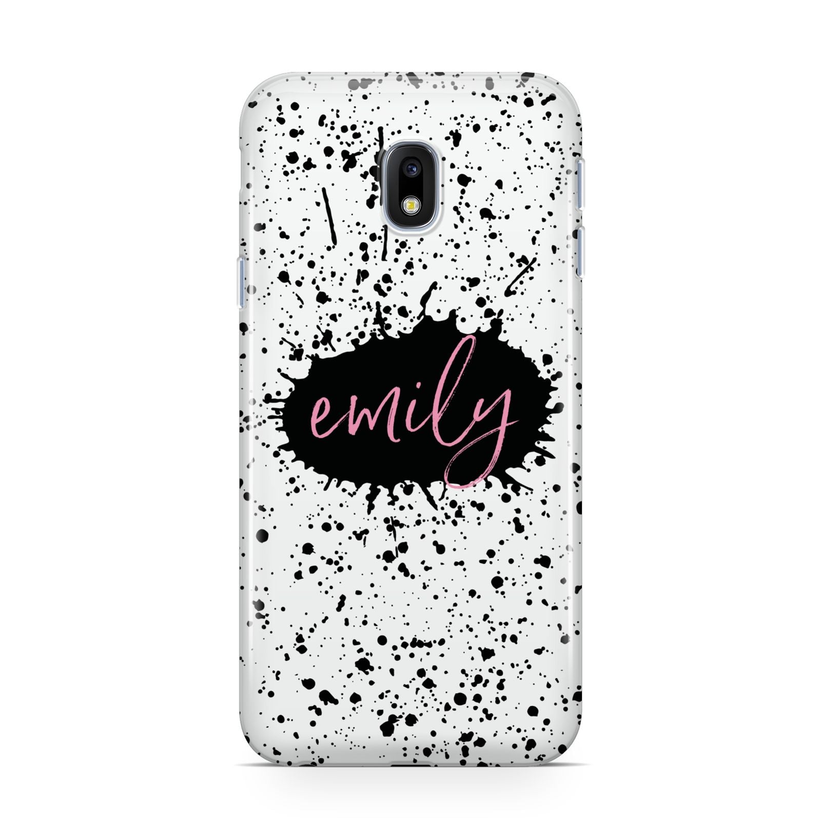 Personalised Black Ink Splat Name Samsung Galaxy J3 2017 Case