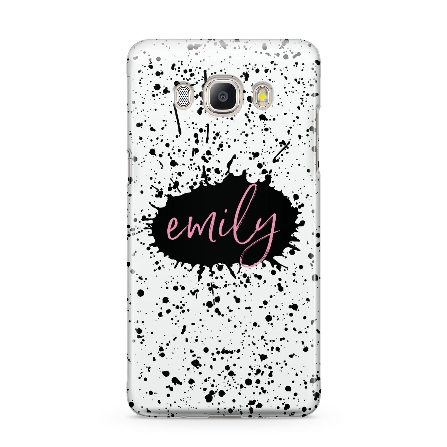 Personalised Black Ink Splat Name Samsung Galaxy J5 2016 Case