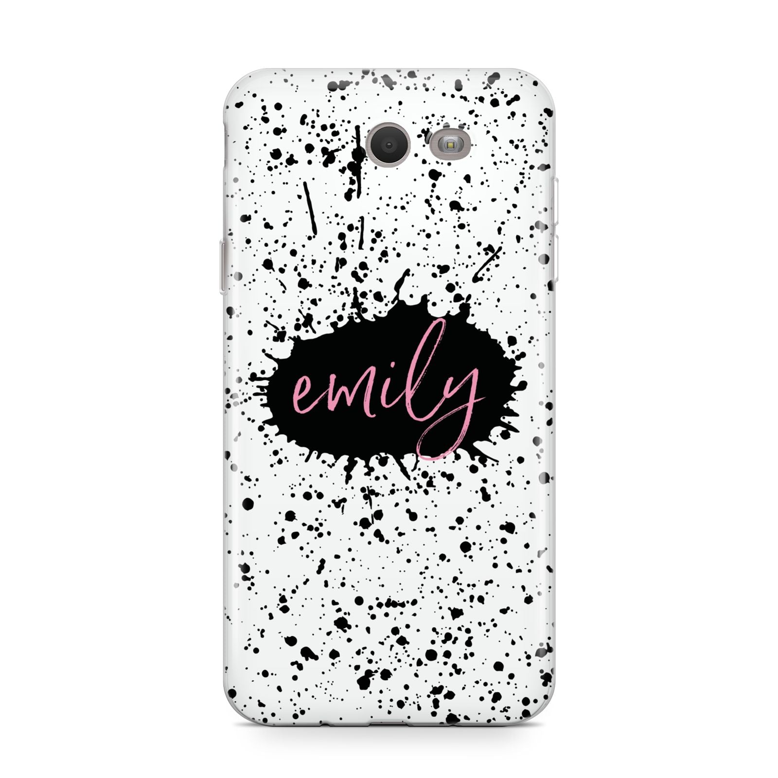 Personalised Black Ink Splat Name Samsung Galaxy J7 2017 Case