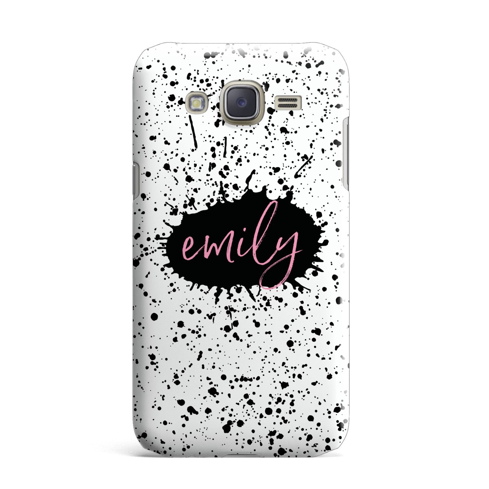 Personalised Black Ink Splat Name Samsung Galaxy J7 Case