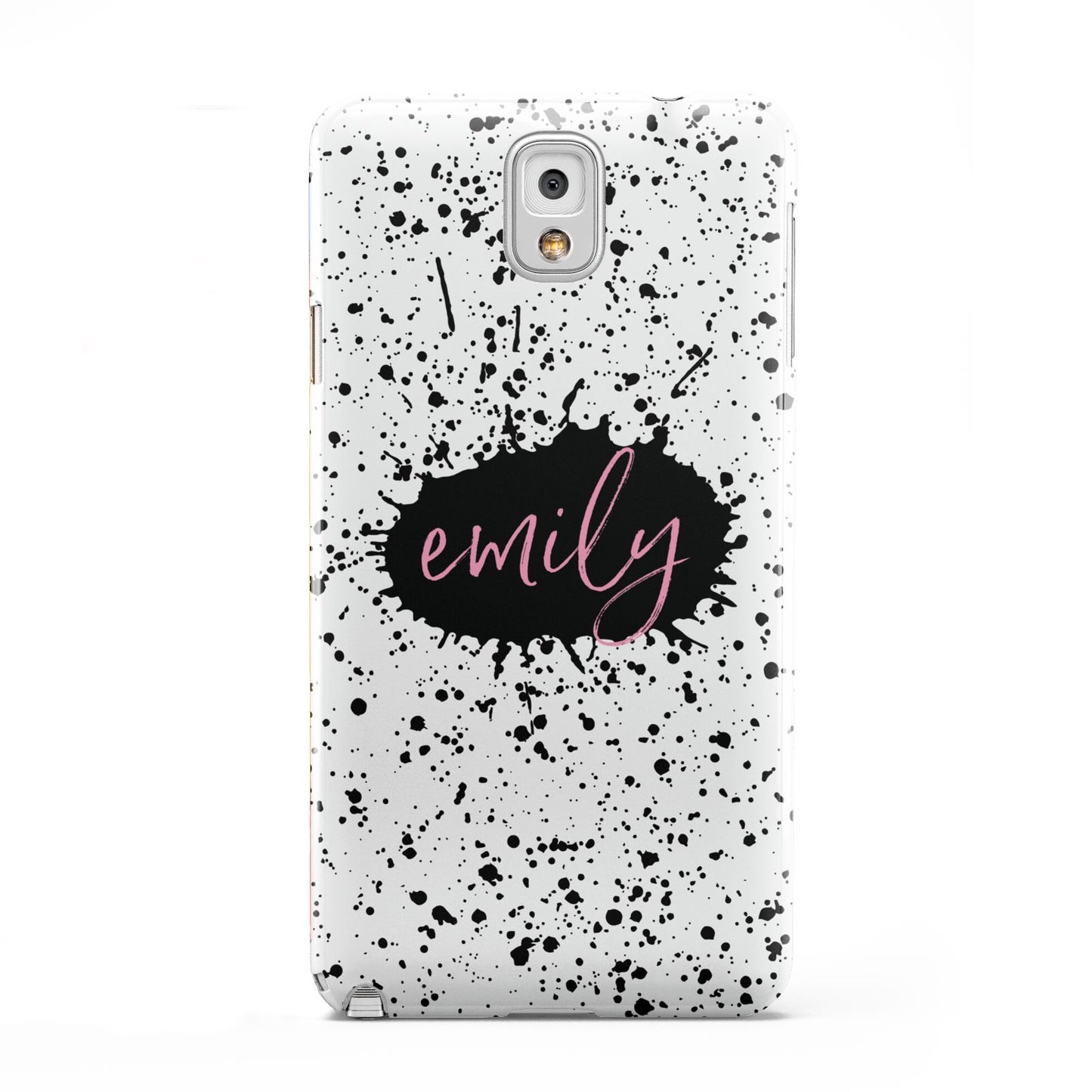 Personalised Black Ink Splat Name Samsung Galaxy Note 3 Case