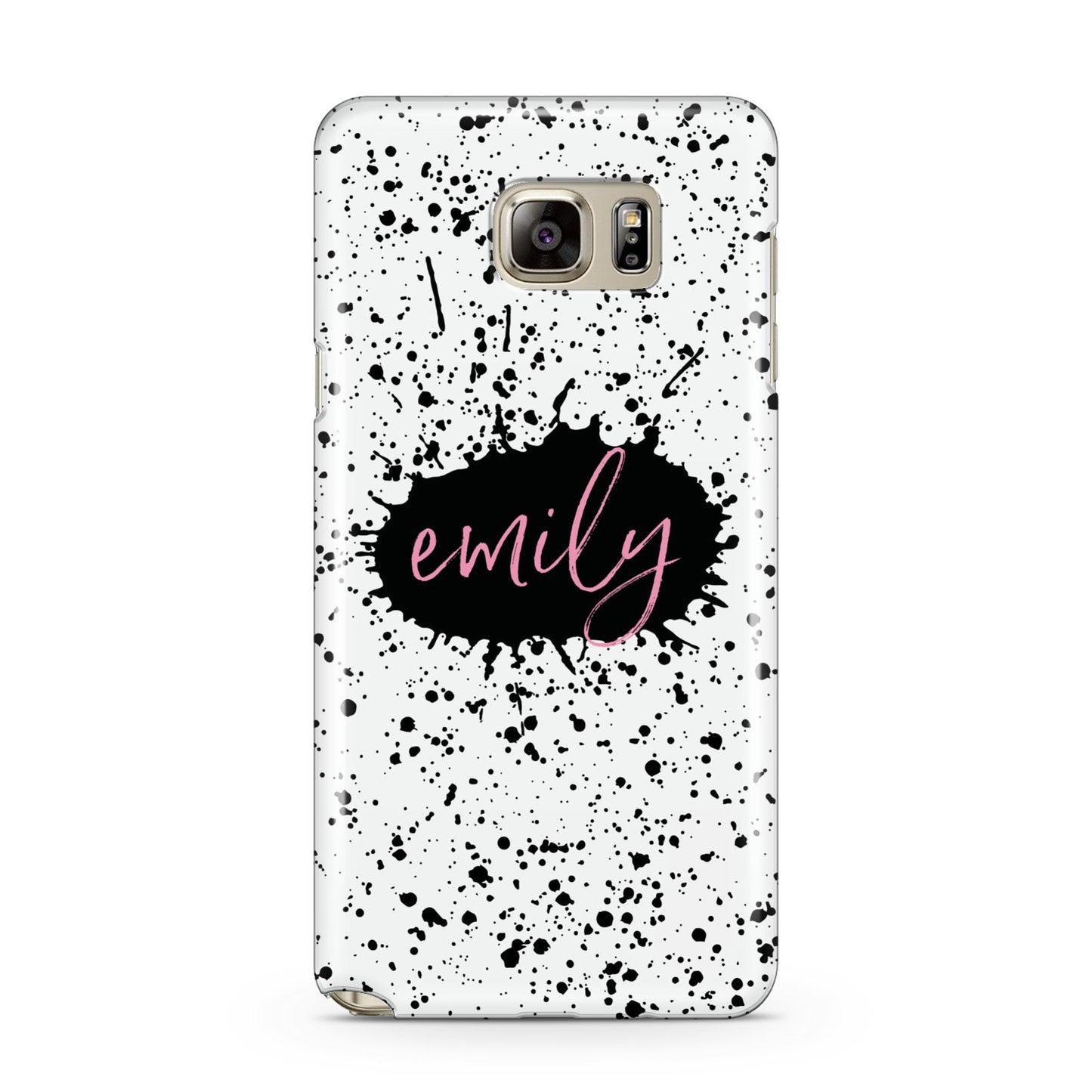 Personalised Black Ink Splat Name Samsung Galaxy Note 5 Case