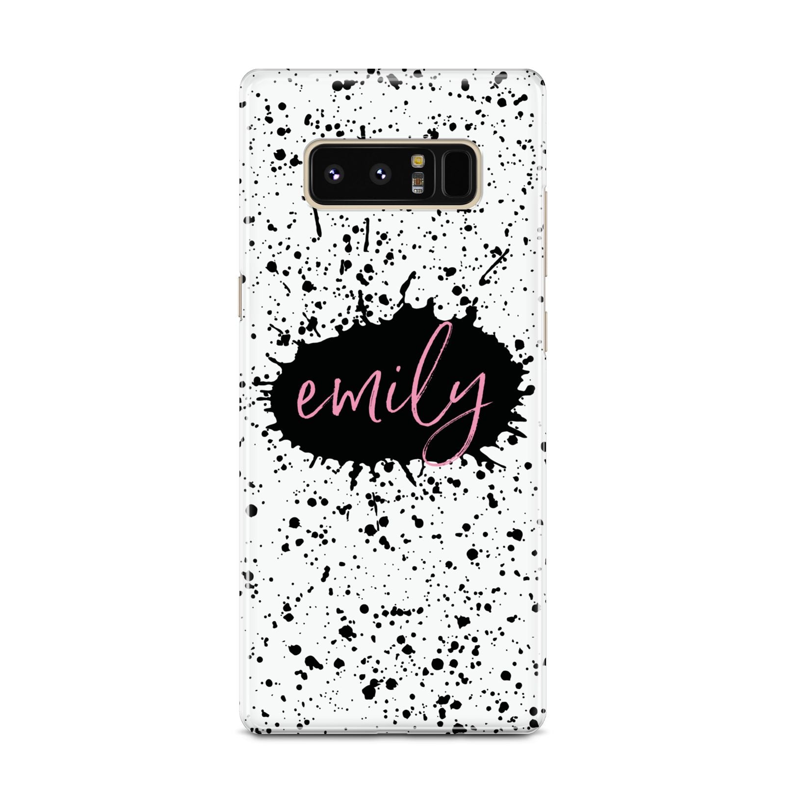 Personalised Black Ink Splat Name Samsung Galaxy Note 8 Case