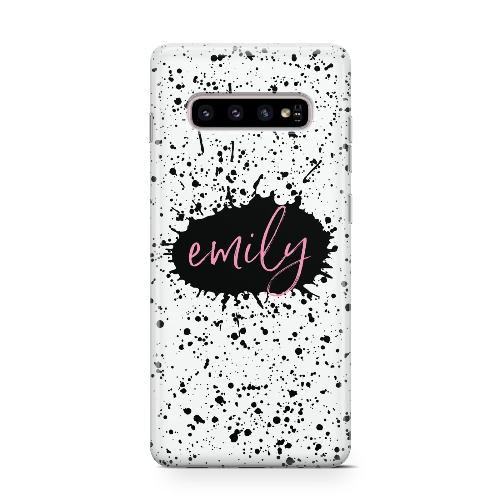 Personalised Black Ink Splat Name Samsung Galaxy S10 Case