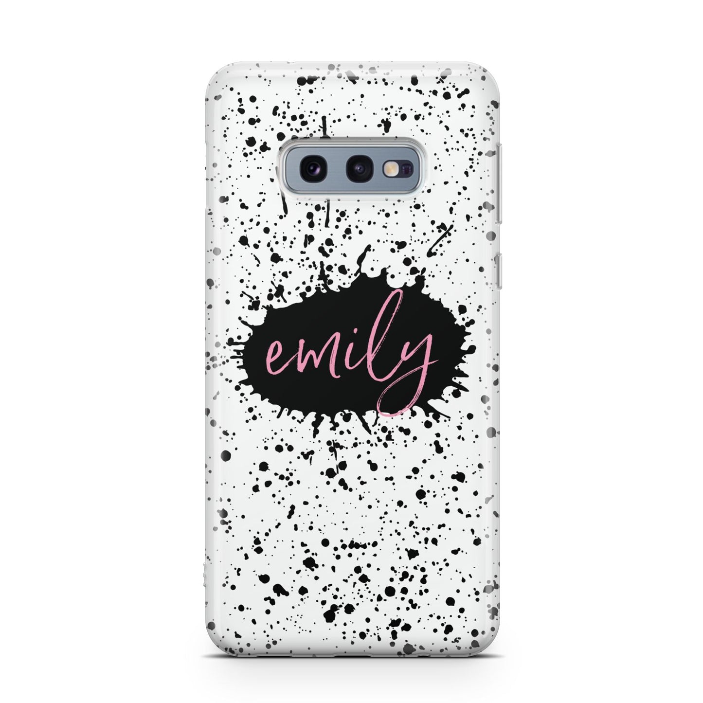 Personalised Black Ink Splat Name Samsung Galaxy S10E Case