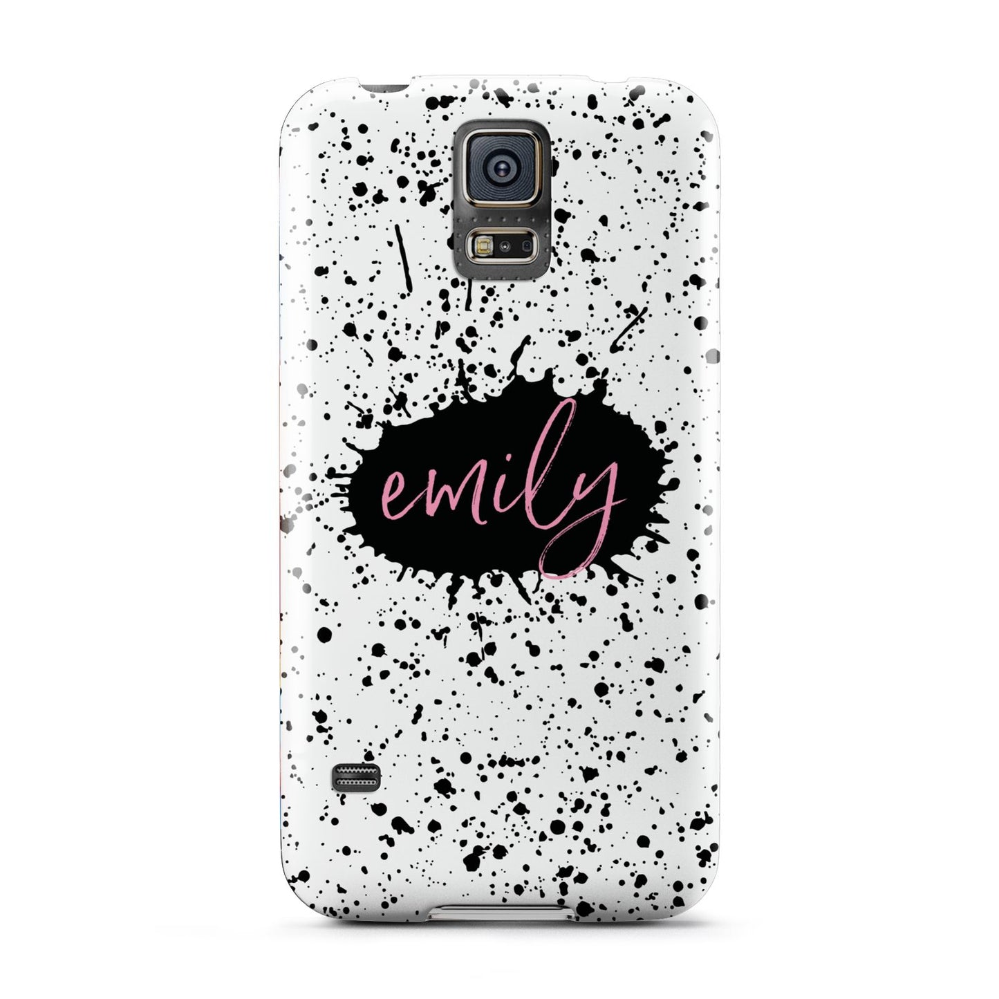 Personalised Black Ink Splat Name Samsung Galaxy S5 Case